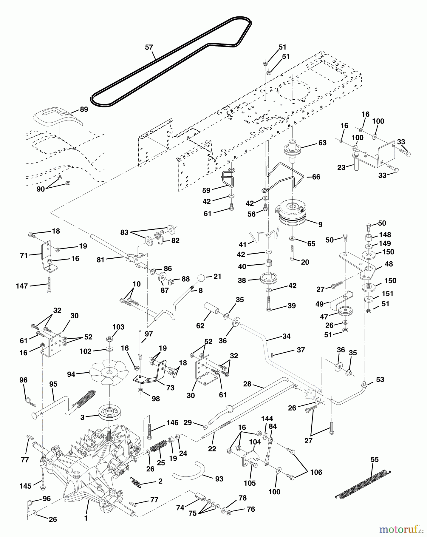  Husqvarna Rasen und Garten Traktoren YTH 150 (954140007) (HCLTH150H) - Husqvarna Yard Tractor (1998-10 to 1999-02) Drive