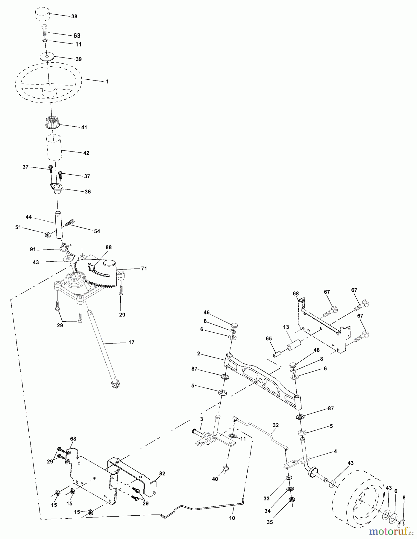  Husqvarna Rasen und Garten Traktoren YTH 1542XPD (954567253) - Husqvarna Yard Tractor (2001-12 & After) Steering Assembly