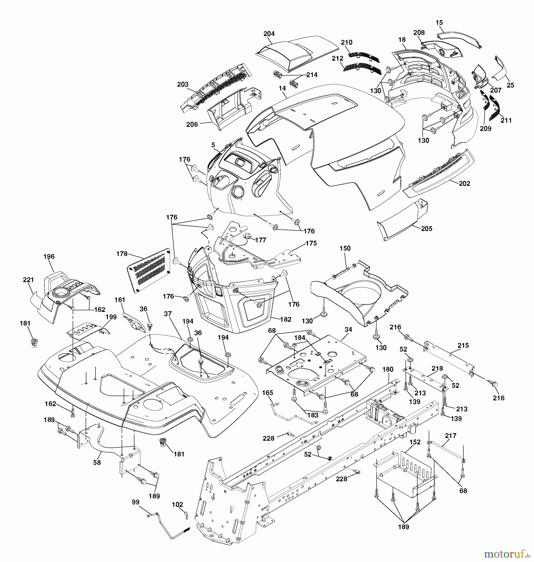  Husqvarna Rasen und Garten Traktoren YTH 1542XPT (96043000602) - Husqvarna Yard Tractor (2006-10 & After) Chassis