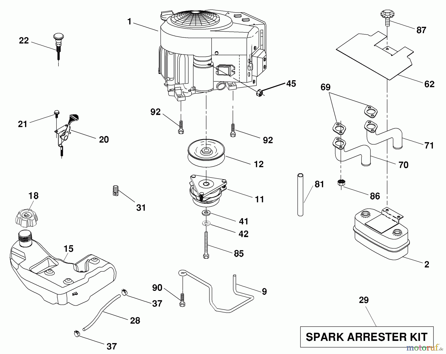  Husqvarna Rasen und Garten Traktoren YTH 1542XPT (96043000603) - Husqvarna Yard Tractor (2008-01 & After) Engine