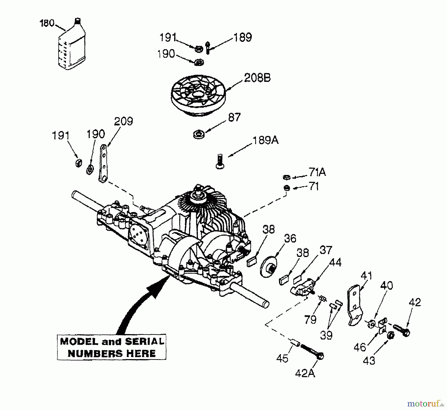  Husqvarna Rasen und Garten Traktoren YTH 180 (954140010) (HCYTH180C) - Husqvarna Yard Tractor (1997-01 to 1997-10) Peerless Transaxle - Model Number 205-026B