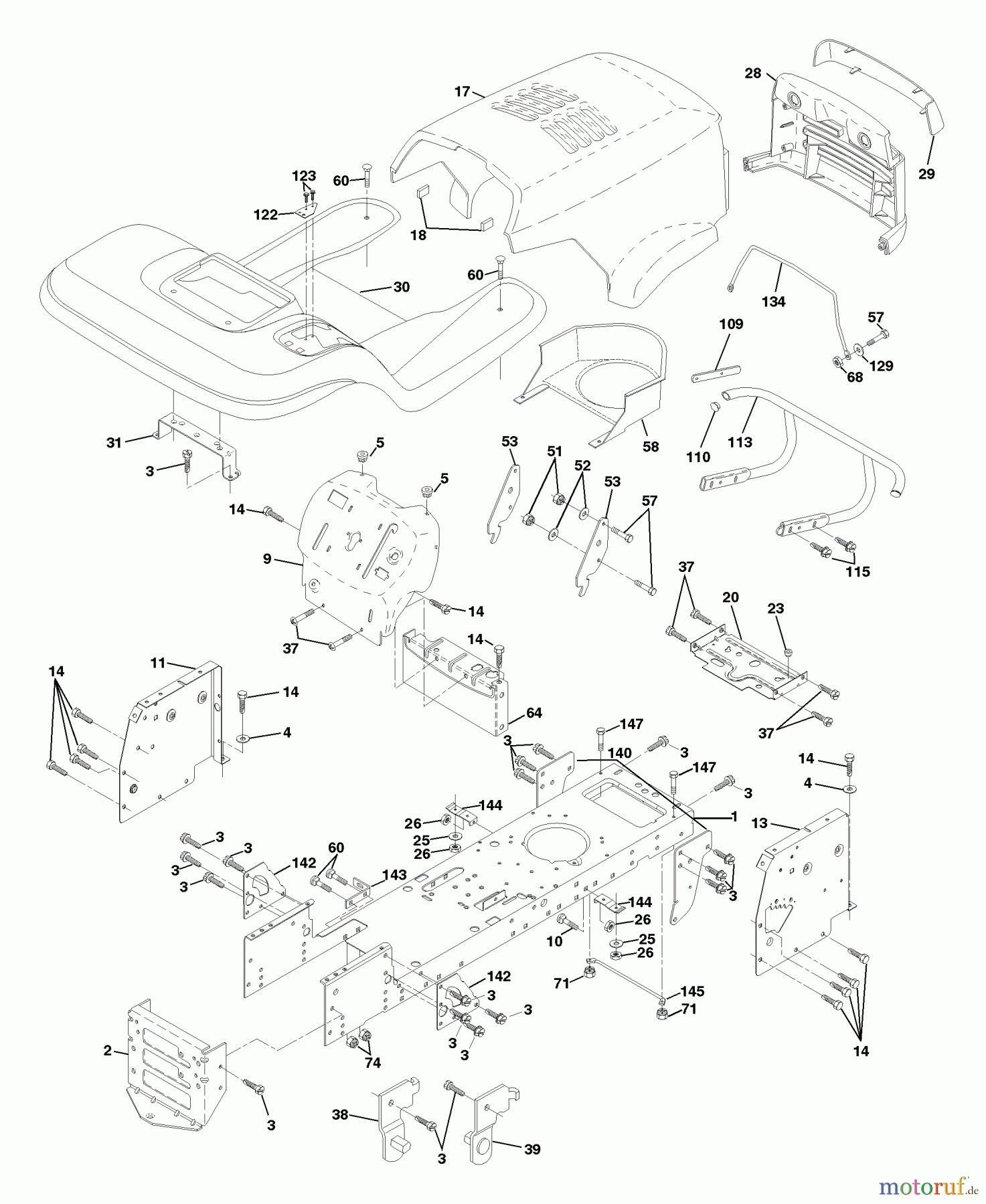  Husqvarna Rasen und Garten Traktoren YTH 180 (954140010C) - Husqvarna Yard Tractor (1997-12 & After) Chassis And Enclosures