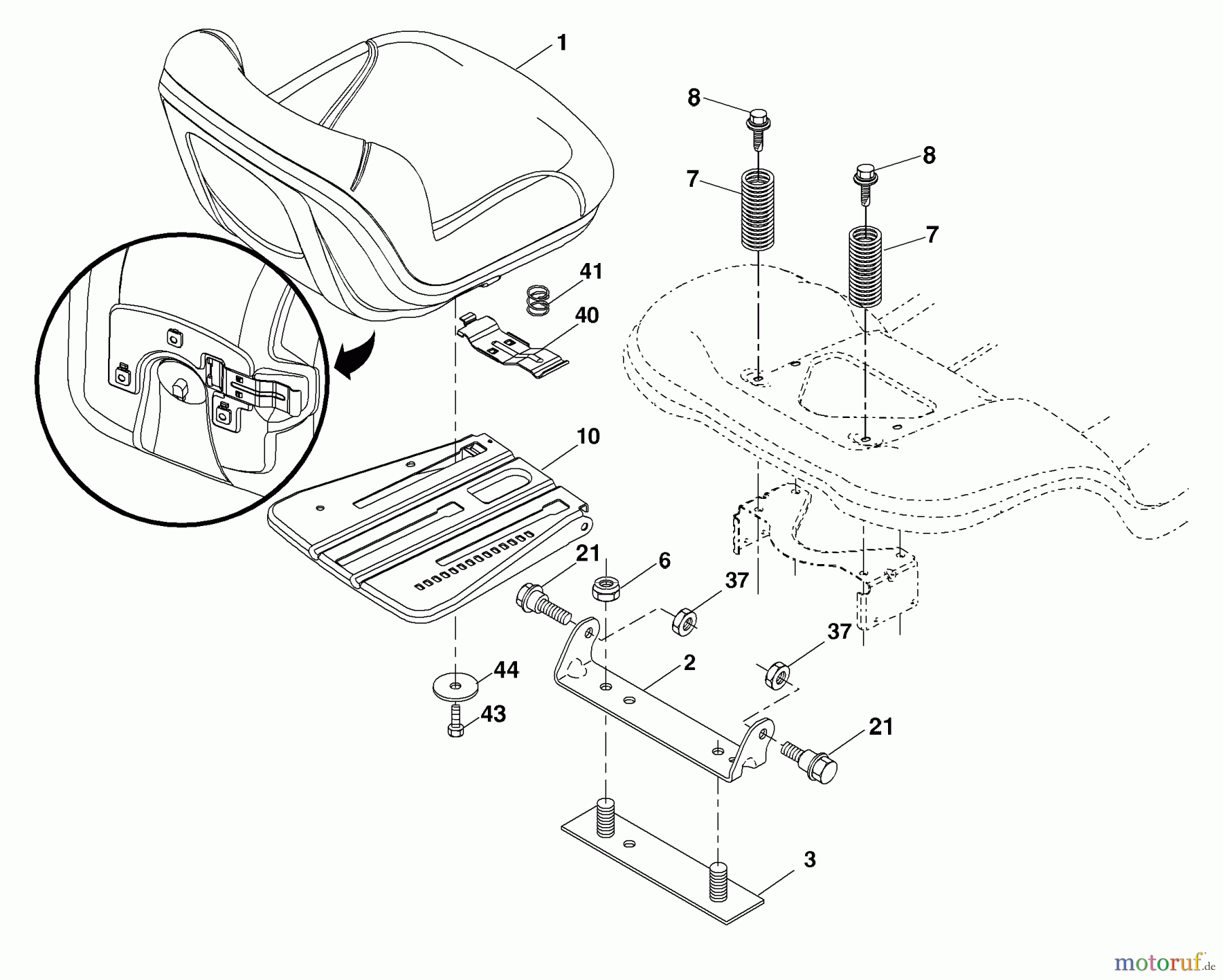  Husqvarna Rasen und Garten Traktoren YTH 2042 (917.287520) - Husqvarna Yard Tractor (SEARS) (2007-01 & After) (Sears Craftsman) Seat Assembly