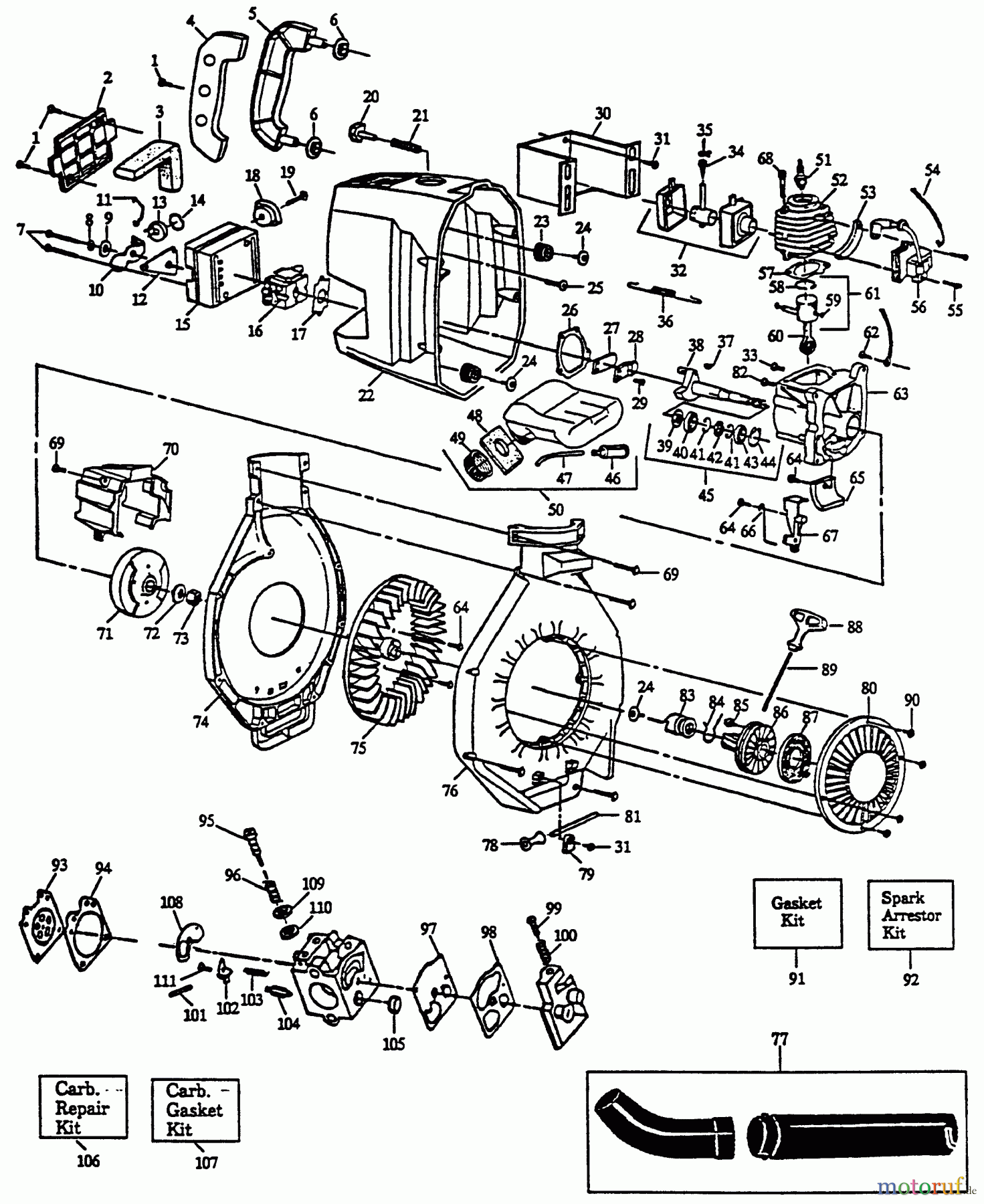  Husqvarna Bläser / Sauger / Häcksler / Mulchgeräte 122 HBV - Husqvarna Handheld Blower Vacuum (1992-01 & After) Spare Parts