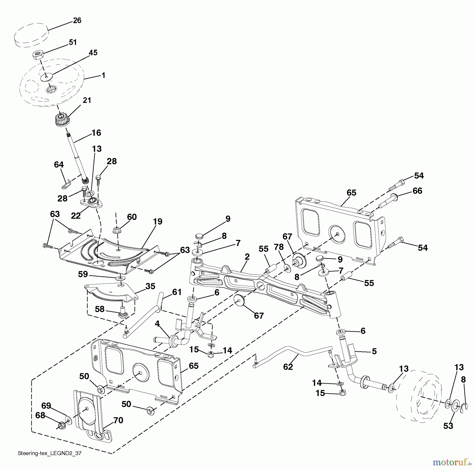  Husqvarna Rasen und Garten Traktoren YTH 22V42LS (96043009701) - Husqvarna Yard Tractor (2010-06 & After) Steering Assembly