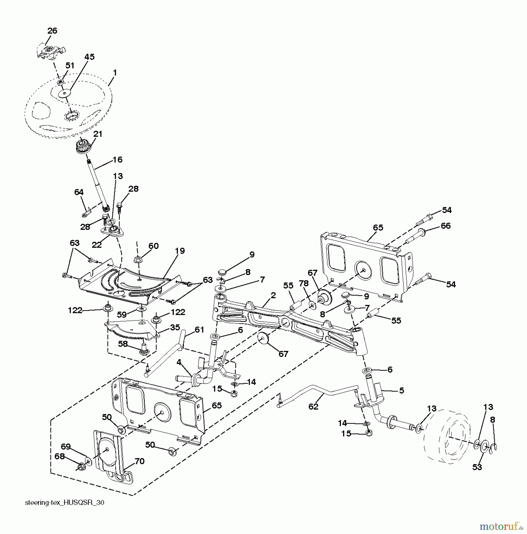  Husqvarna Rasen und Garten Traktoren YT 48XLS (96043015500) - Husqvarna Yard Tractor (2012-09 & After) STEERING