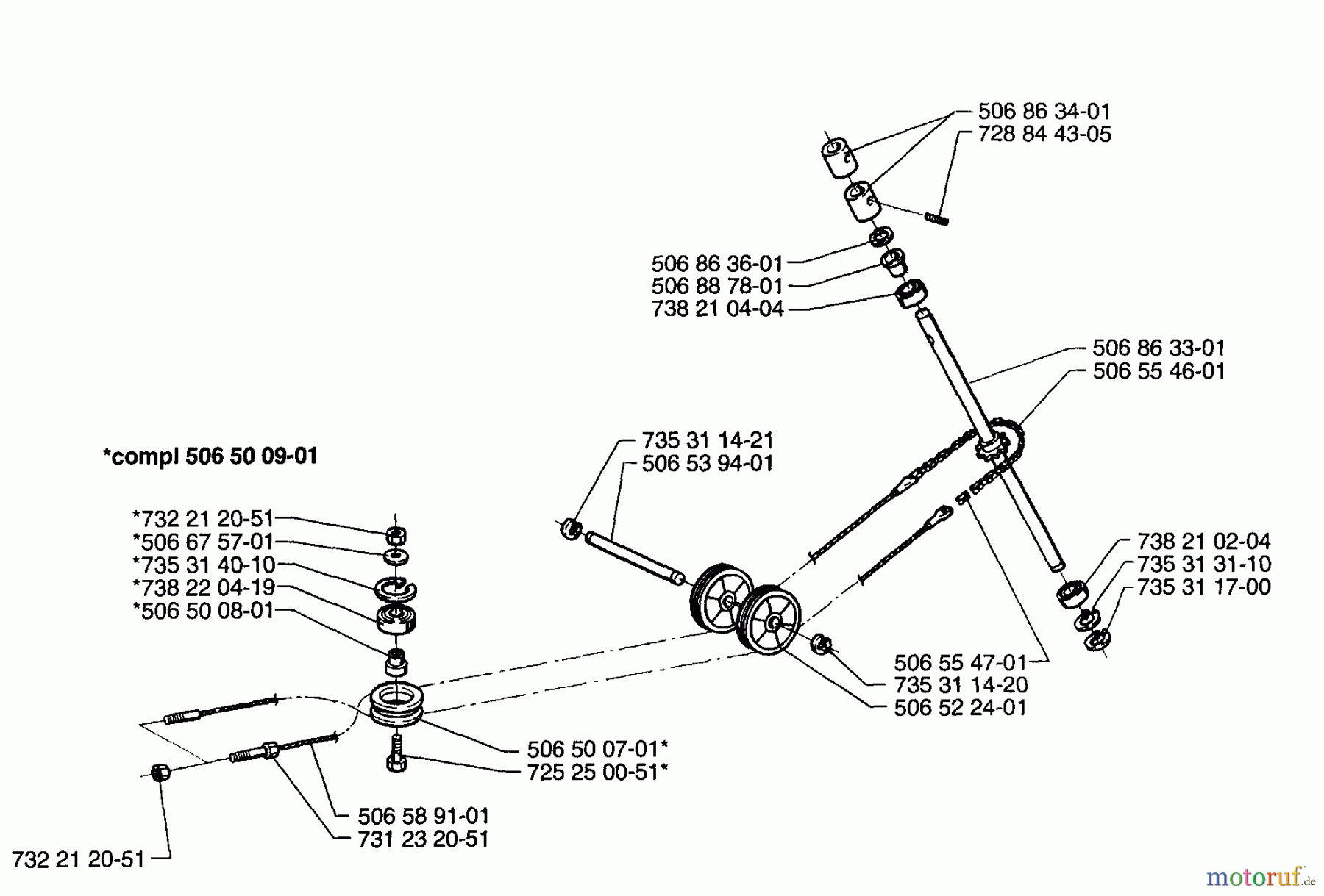  Husqvarna Reitermäher, Motor hinten Rider 1200 - Husqvarna Rear-Engine Rider (1996-08 to 1997-12) Steering Cable Assembly