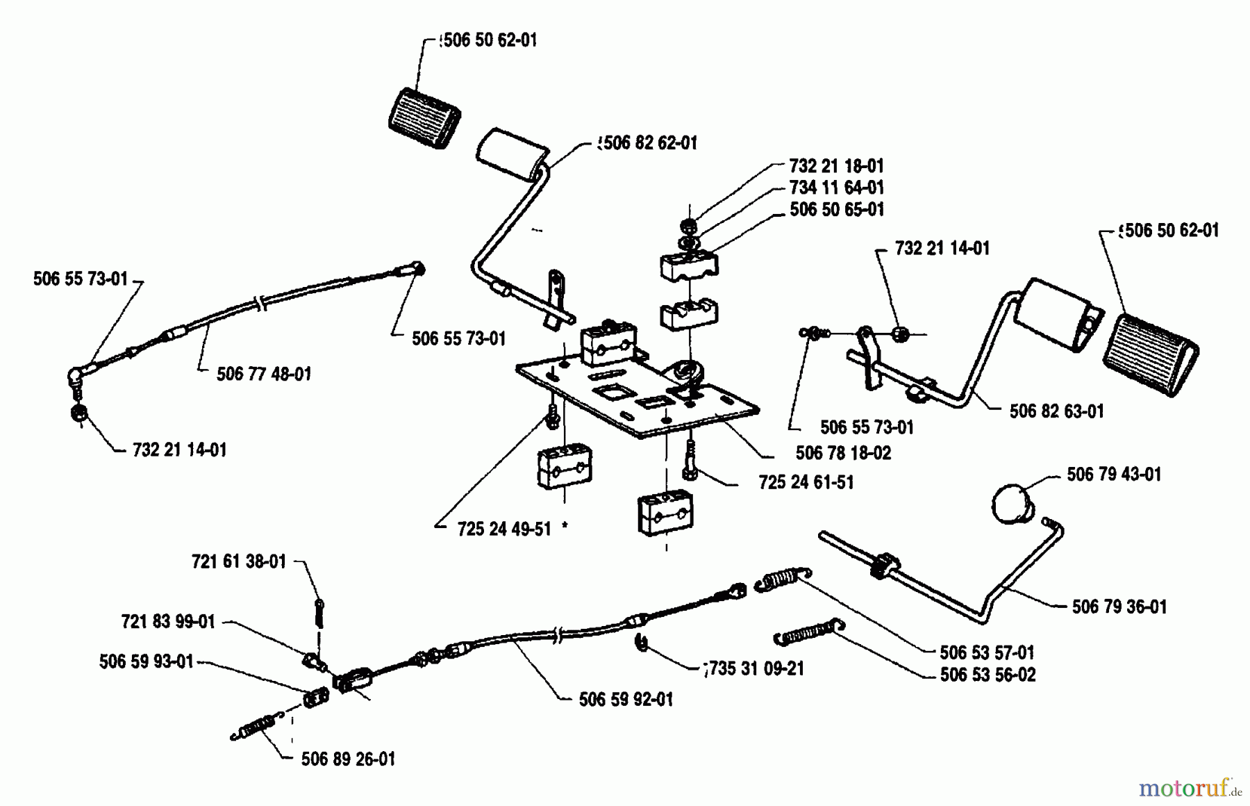  Husqvarna Reitermäher, Motor hinten Rider 1200-14 - Husqvarna Rear-Engine Rider (1991-03 & After) Pedal Assembly