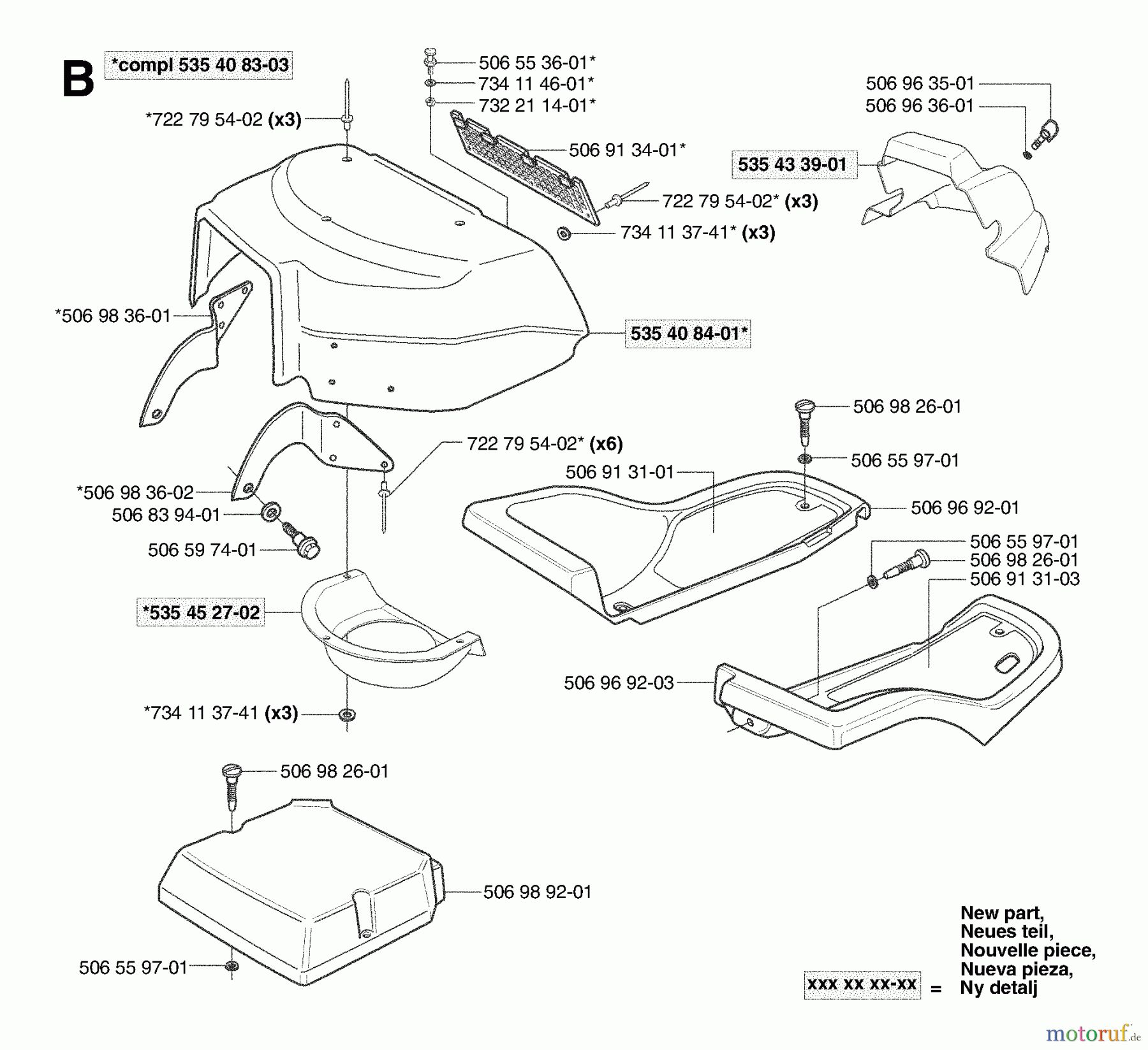  Husqvarna Reitermäher, Motor hinten Rider 155 - Husqvarna Rear-Engine Rider (2003-01 & After) Covers / Foot Trays