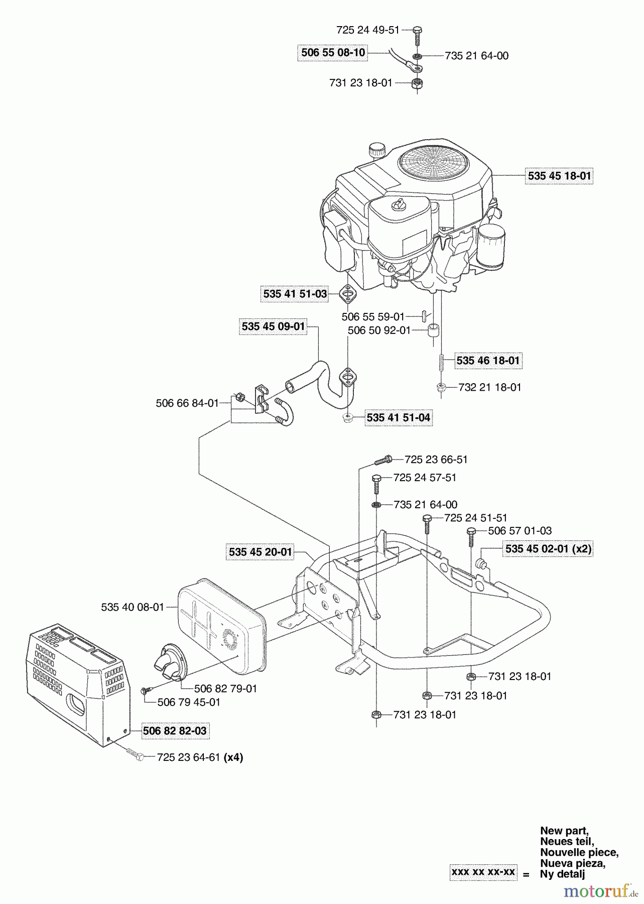  Husqvarna Reitermäher, Motor hinten Rider 155 - Husqvarna Rear-Engine Rider (2003-01 & After) Engine