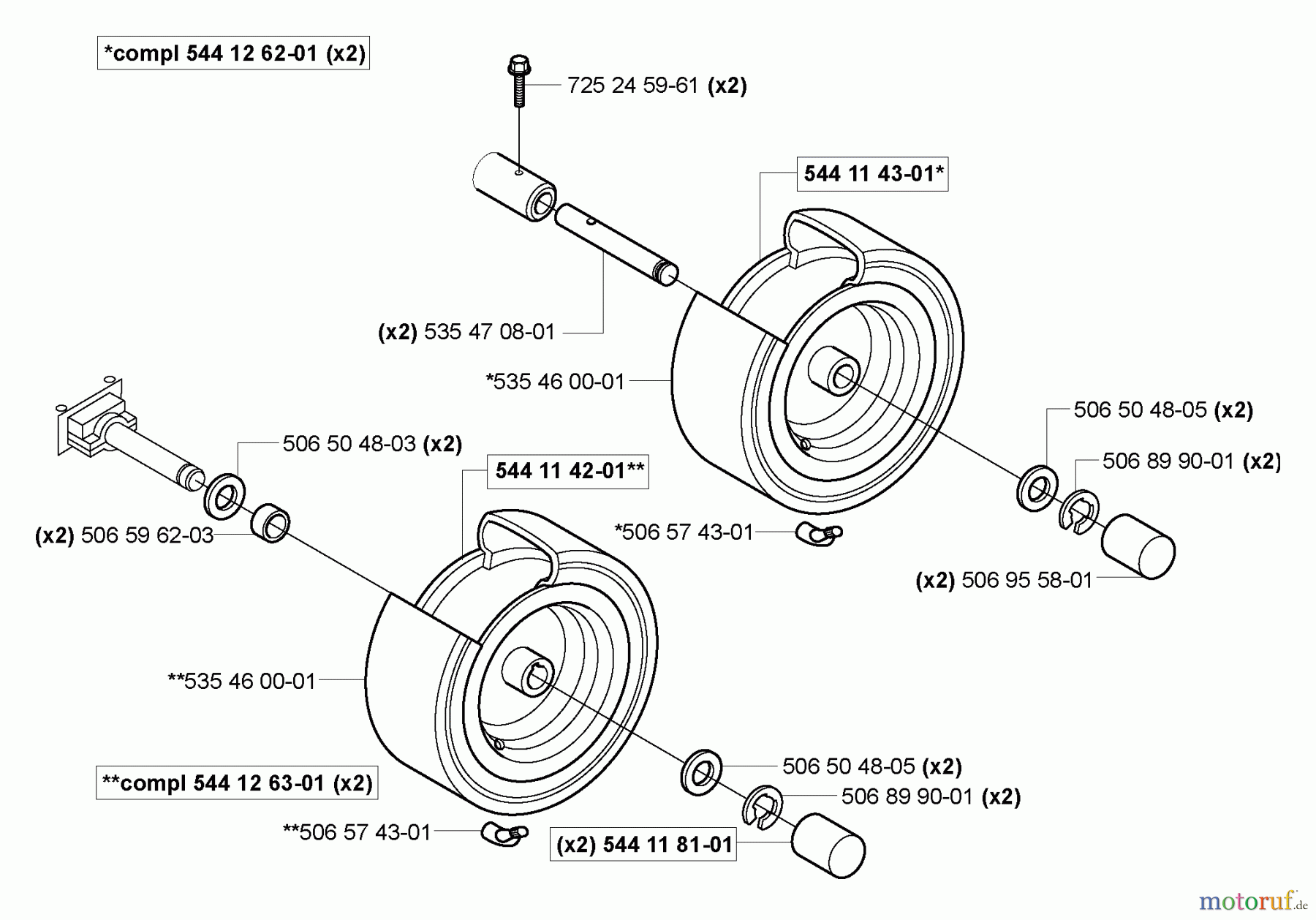  Husqvarna Reitermäher, Motor hinten Rider 155 - Husqvarna Rear-Engine Rider (2006-01 & After) Wheels/Tires