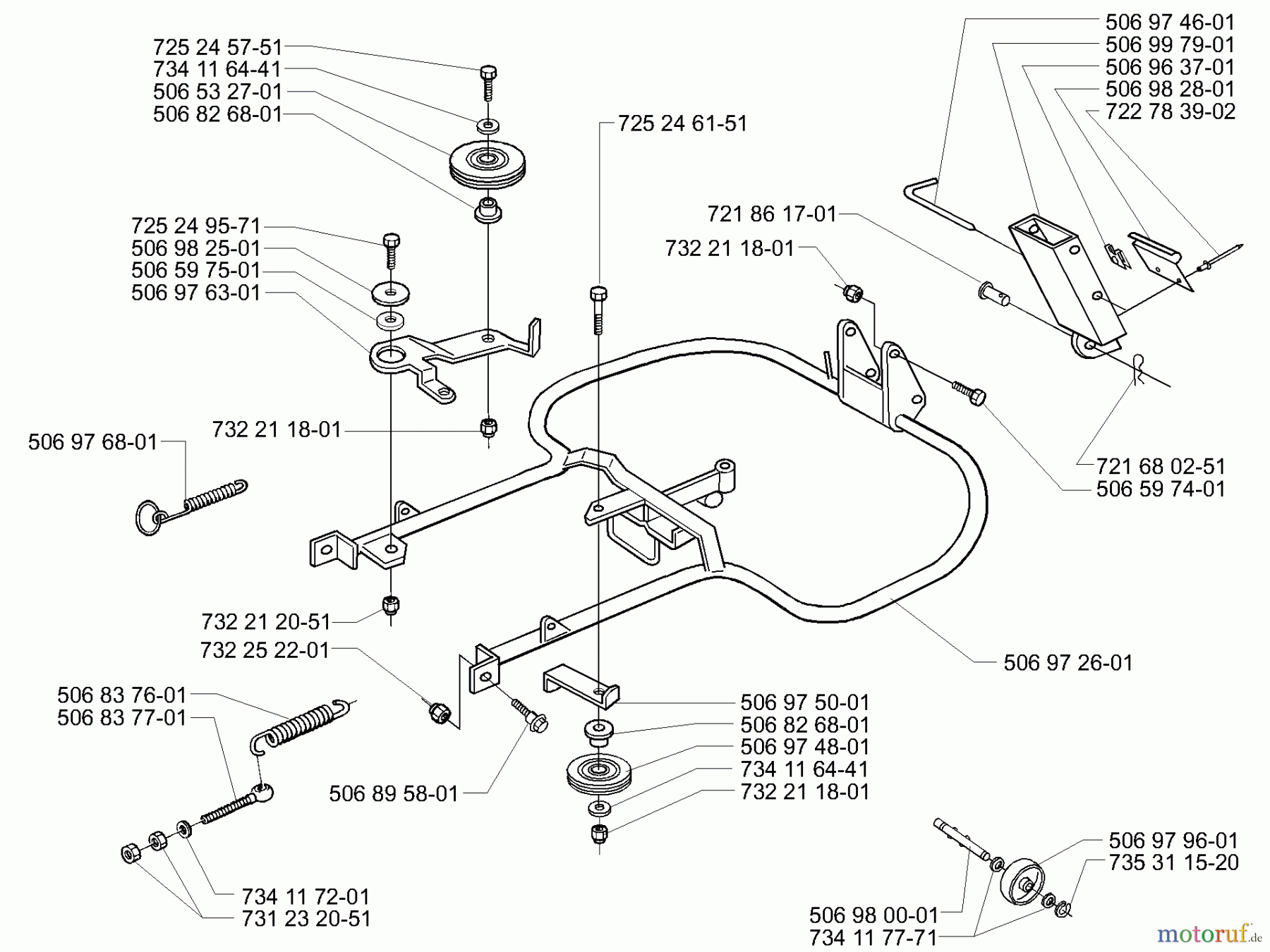  Husqvarna Reitermäher, Motor hinten Rider 16 - Husqvarna Rear-Engine Rider (2001-01 & After) Deck Support