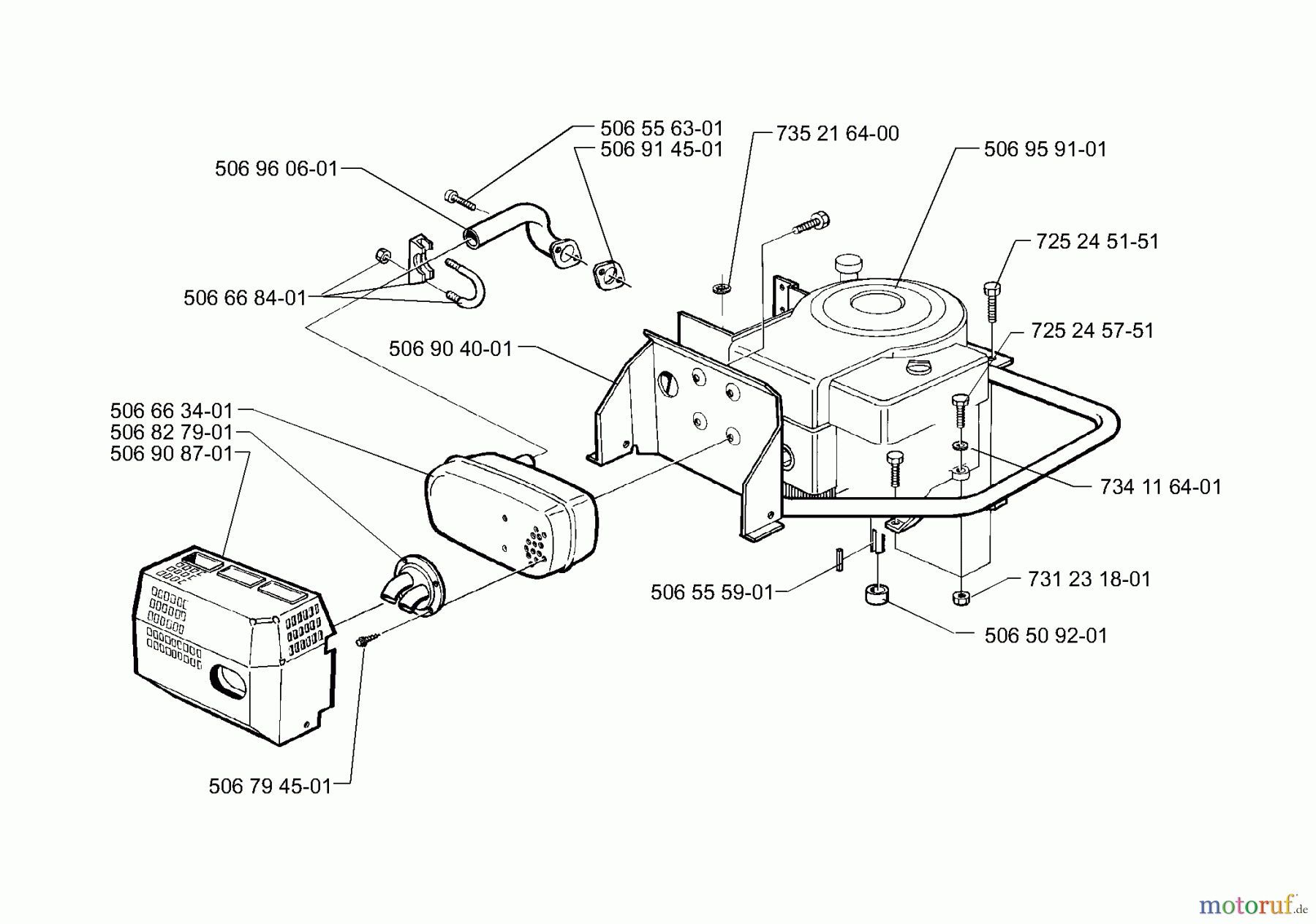  Husqvarna Reitermäher, Motor hinten Rider 16 H - Husqvarna Rear-Engine Rider (2000-02 & After) Engine