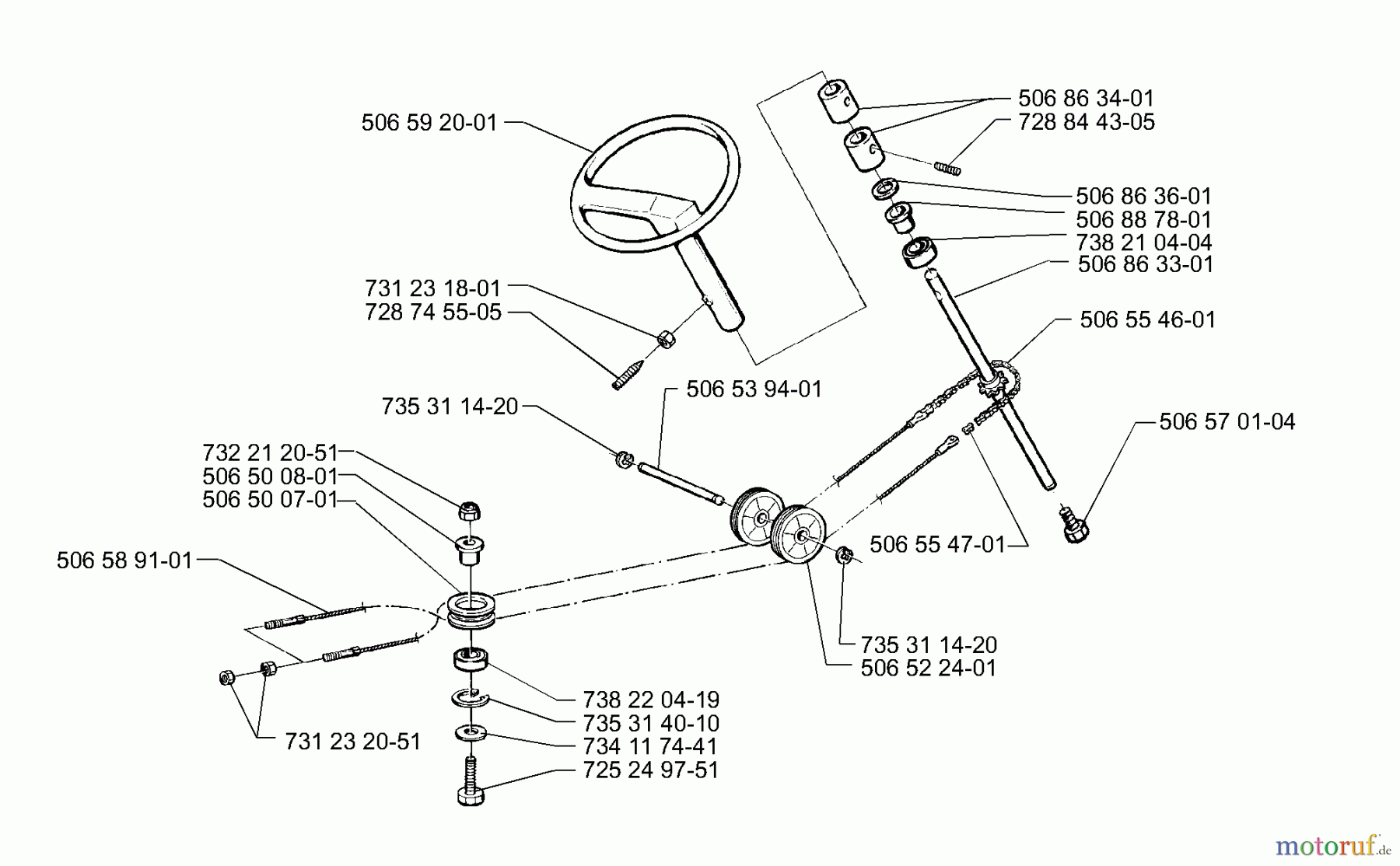  Husqvarna Reitermäher, Motor hinten Rider 16 H - Husqvarna Rear-Engine Rider (2000-02 & After) Steering