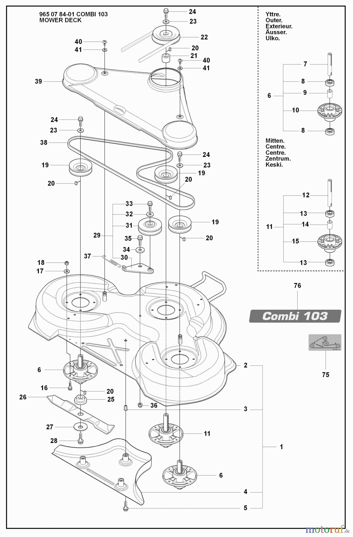  Husqvarna Reitermäher, Motor hinten Rider 175 - Husqvarna Rear-Engine Rider (2008-05 & After) Mower Deck (Part 3)