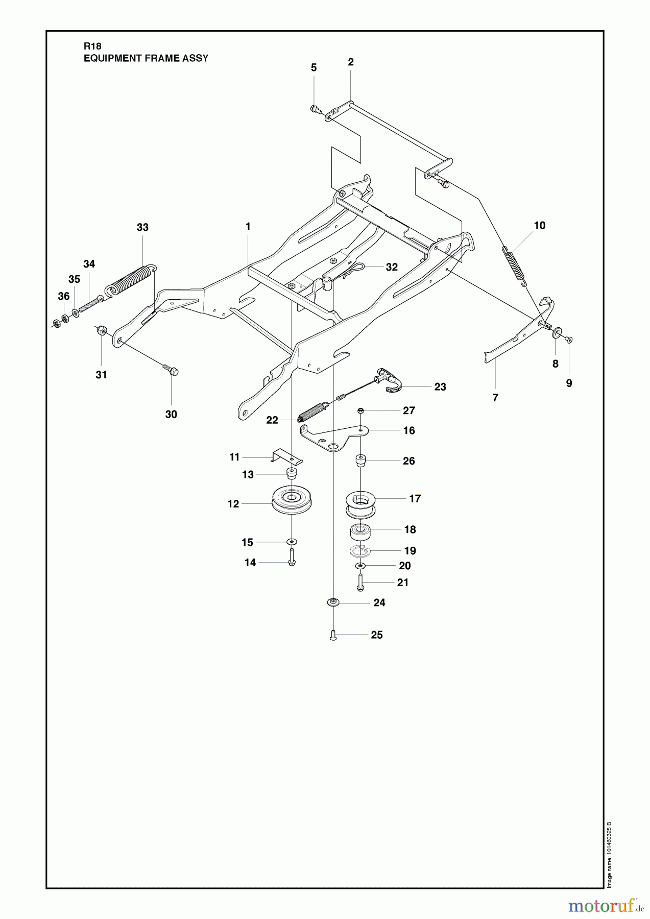  Husqvarna Reitermäher, Motor hinten Rider 18 (966414001) - Husqvarna Rear-Engine Rider (2010-03 & After) Equipment Frame Assy