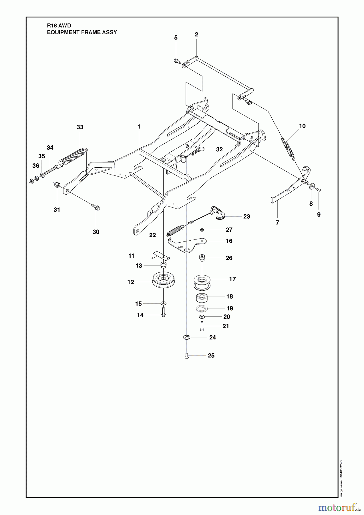  Husqvarna Reitermäher, Motor hinten Rider 18 AWD (966414101) - Husqvarna Rear-Engine Rider (2010-03 & After) Equipment Frame Assy