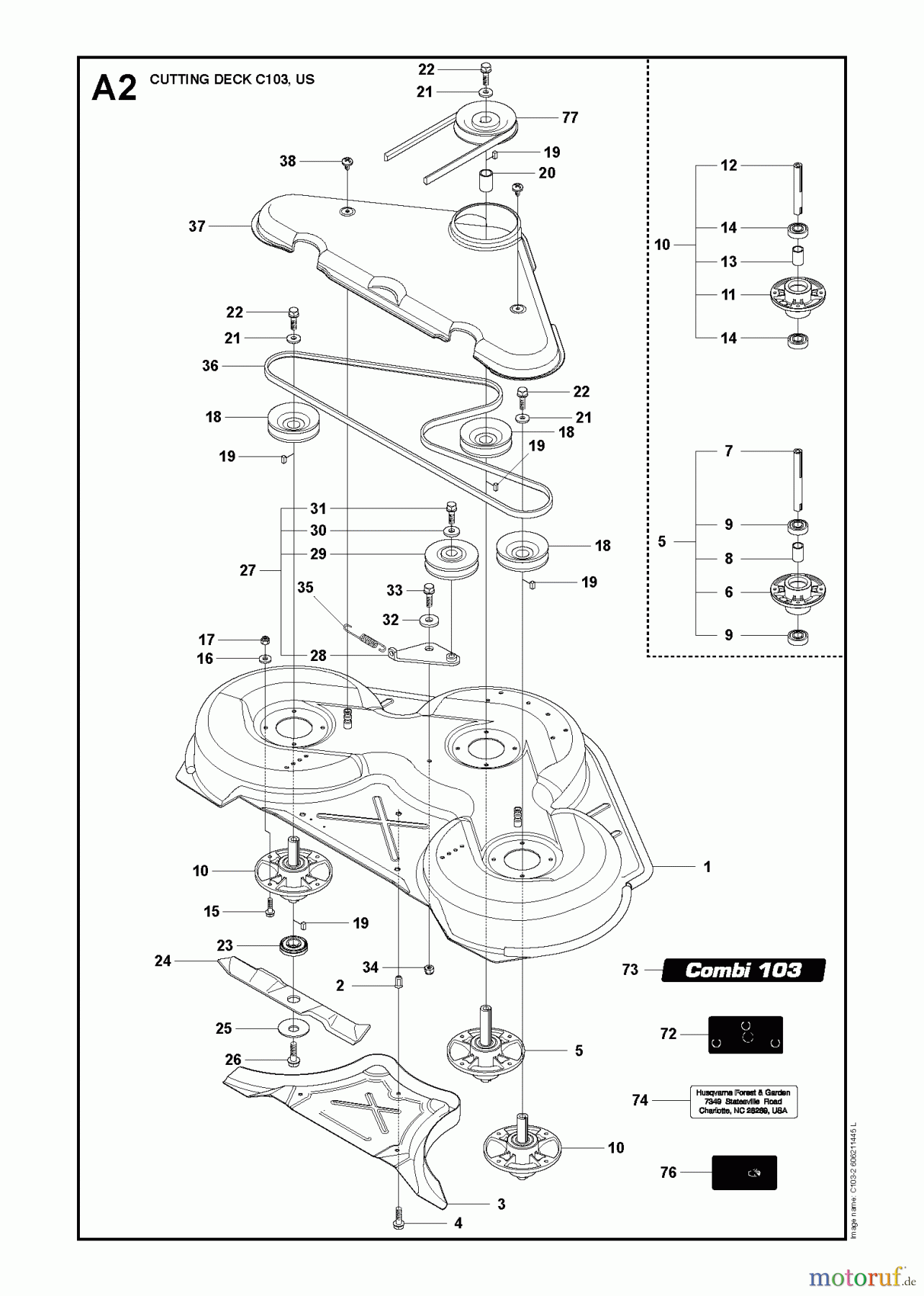  Husqvarna Reitermäher, Motor hinten Rider 220T (966785701) - Husqvarna Rear-Engine Rider (2012-03 & After) 103CM CUTTING DECK #1