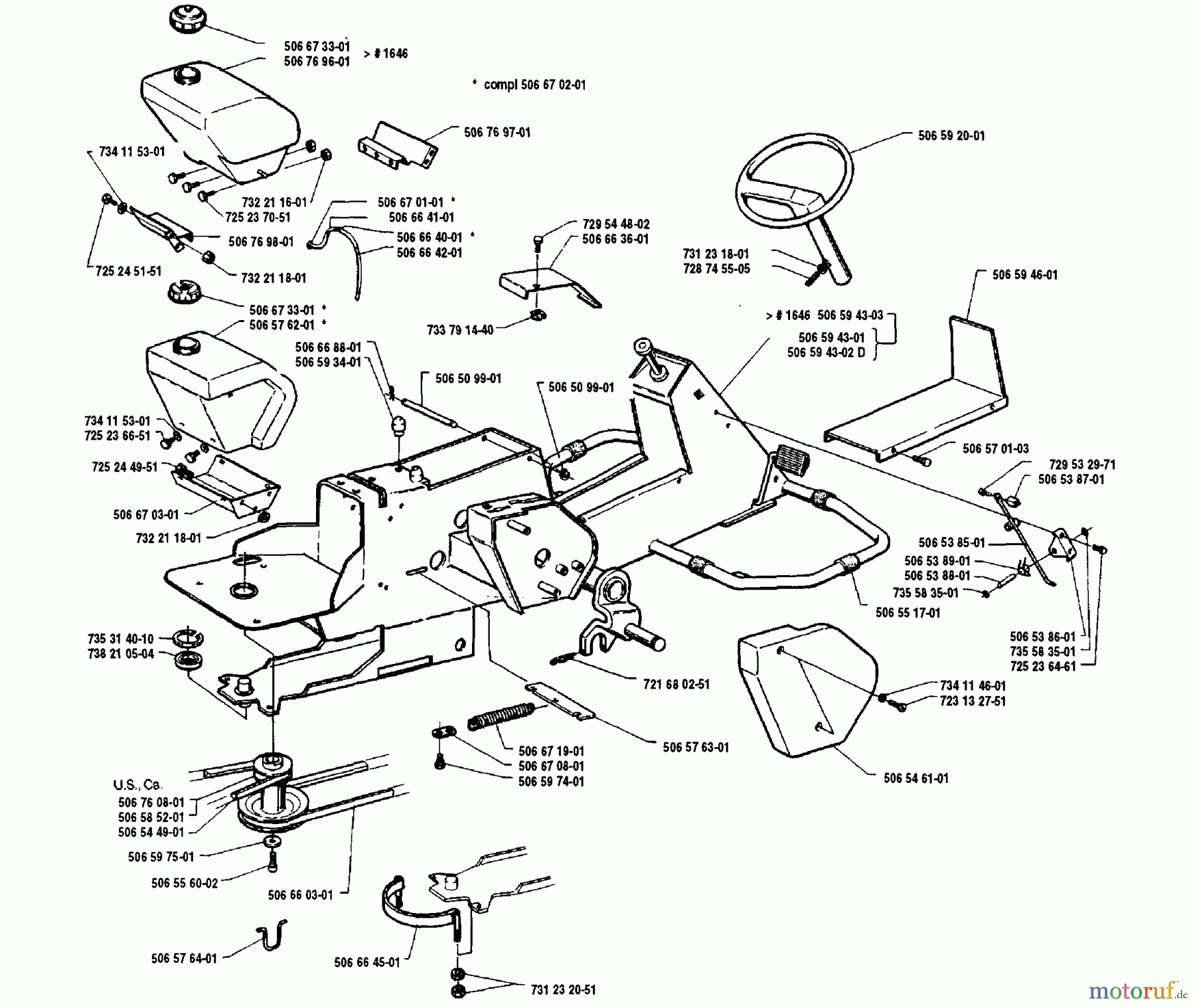  Husqvarna Reitermäher, Motor hinten Rider 850 8 - Husqvarna Swedish Rider (1990-02 & After) Frame Assembly