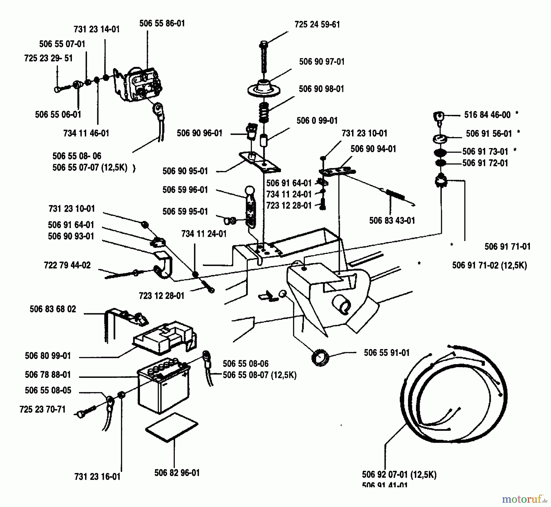  Husqvarna Reitermäher, Motor hinten Rider 970 5 K - Husqvarna Swedish Rider (1993-05 & After) Electrical Components