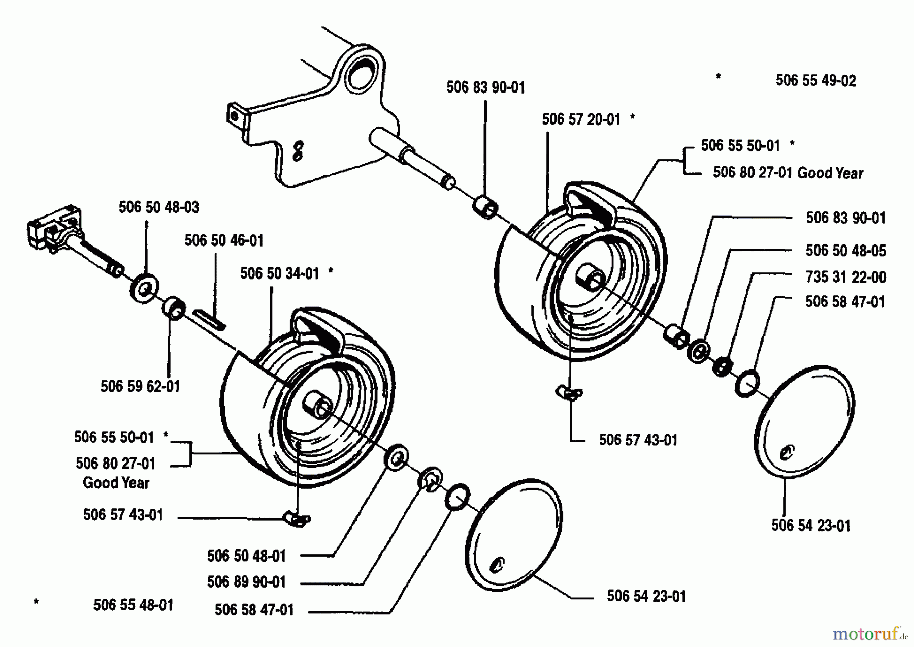  Husqvarna Reitermäher, Motor hinten Rider 970 12 S - Husqvarna Swedish Rider (1993-05 to 1994-02) Front Wheel Assembly