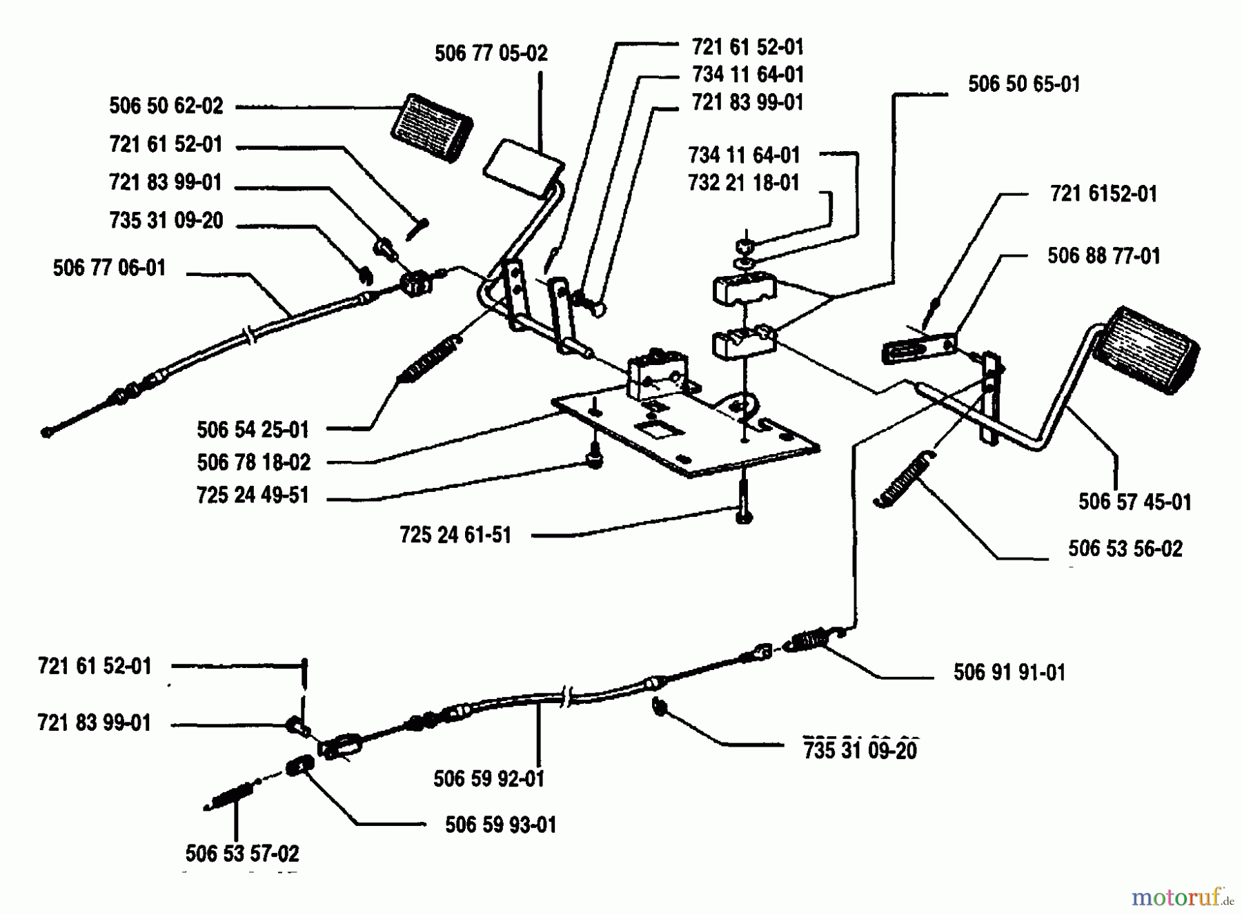  Husqvarna Reitermäher, Motor hinten Rider 970 5 K - Husqvarna Swedish Rider (1993-05 & After) Pedal Assembly