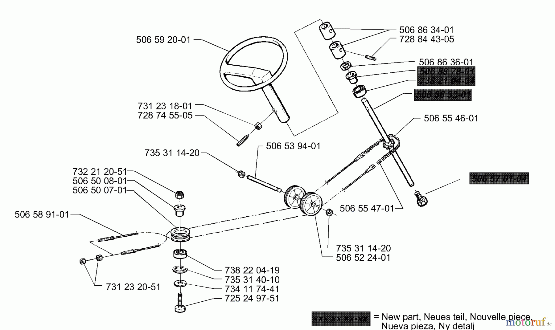  Husqvarna Reitermäher, Motor hinten Rider 970 H-15 - Husqvarna Swedish Rider (1998-01 & After) Steering