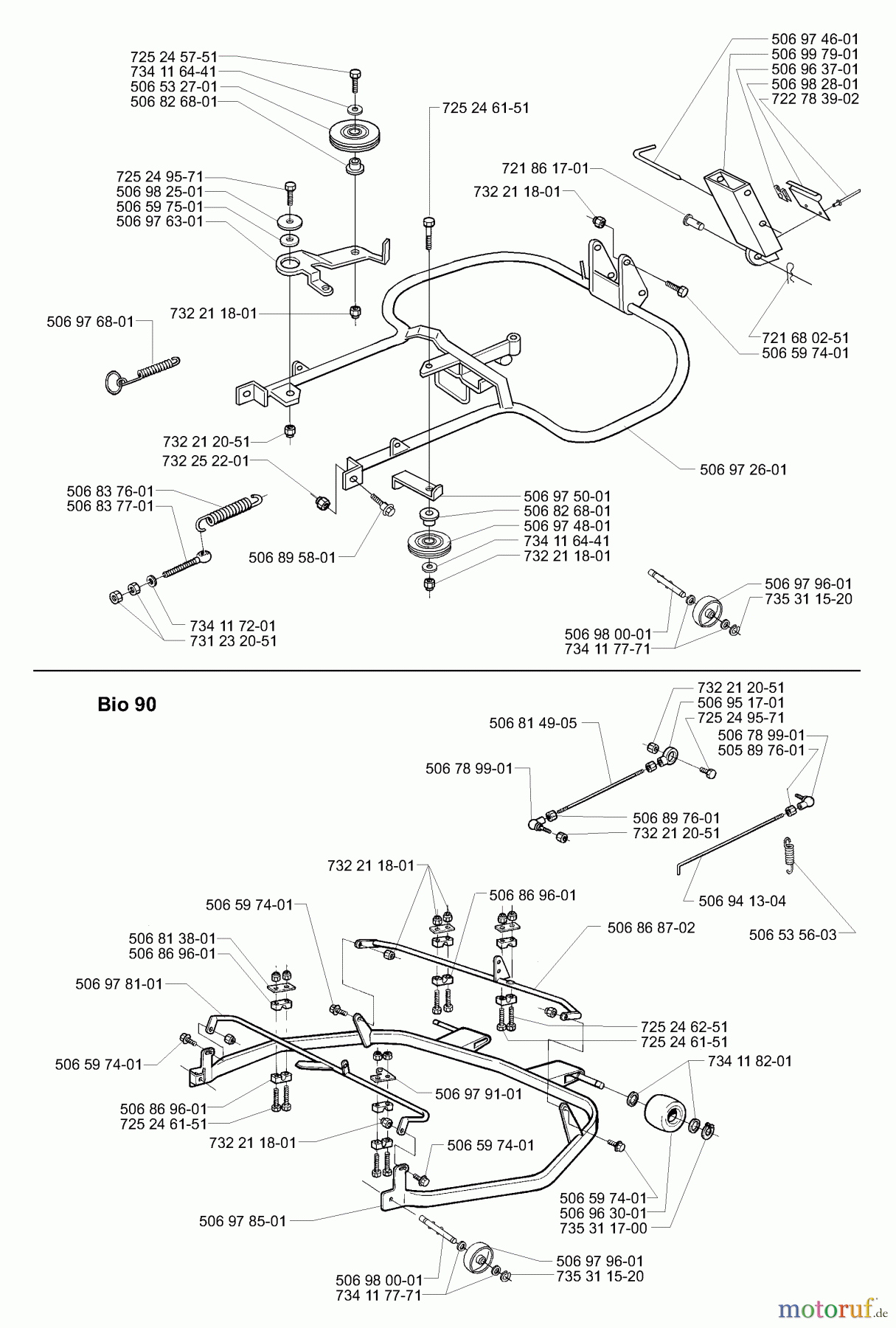  Husqvarna Reitermäher, Motor hinten Rider Pro 15 - Husqvarna Rear-Engine Rider (2001-02 to 2002-12) Deck Support