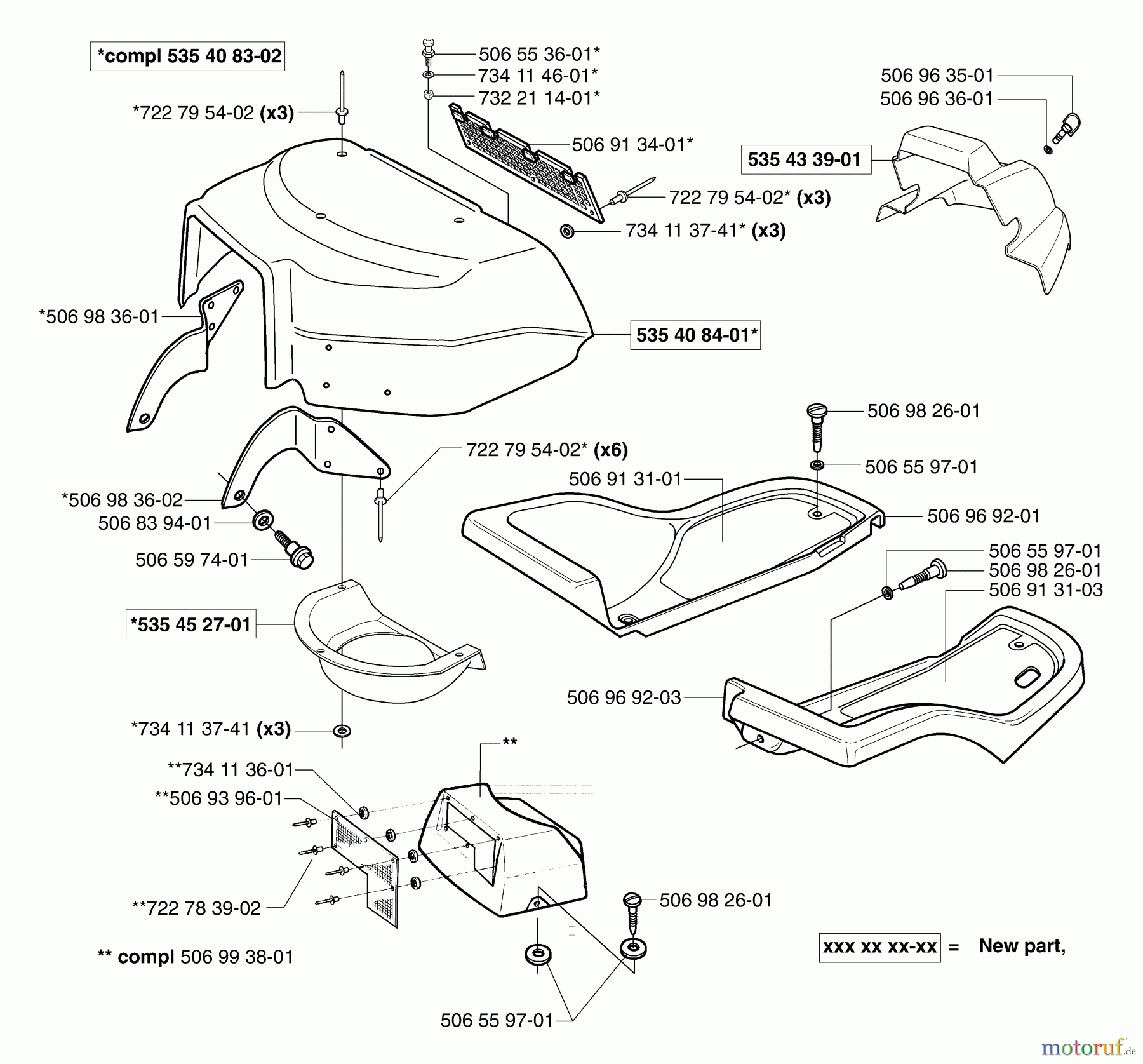  Husqvarna Reitermäher, Motor hinten Rider Pro 15 - Husqvarna Rear-Engine Rider (2003-01 & After) Covers/Foot Trays