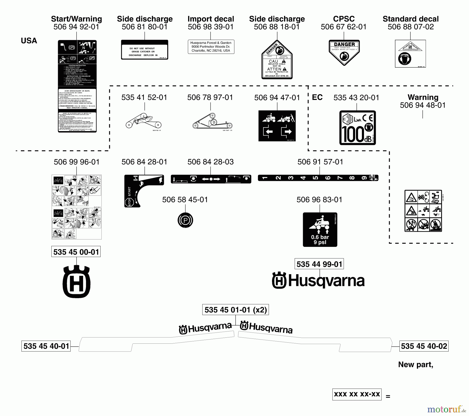  Husqvarna Reitermäher, Motor hinten Rider Pro 15 - Husqvarna Rear-Engine Rider (2003-01 & After) Decals