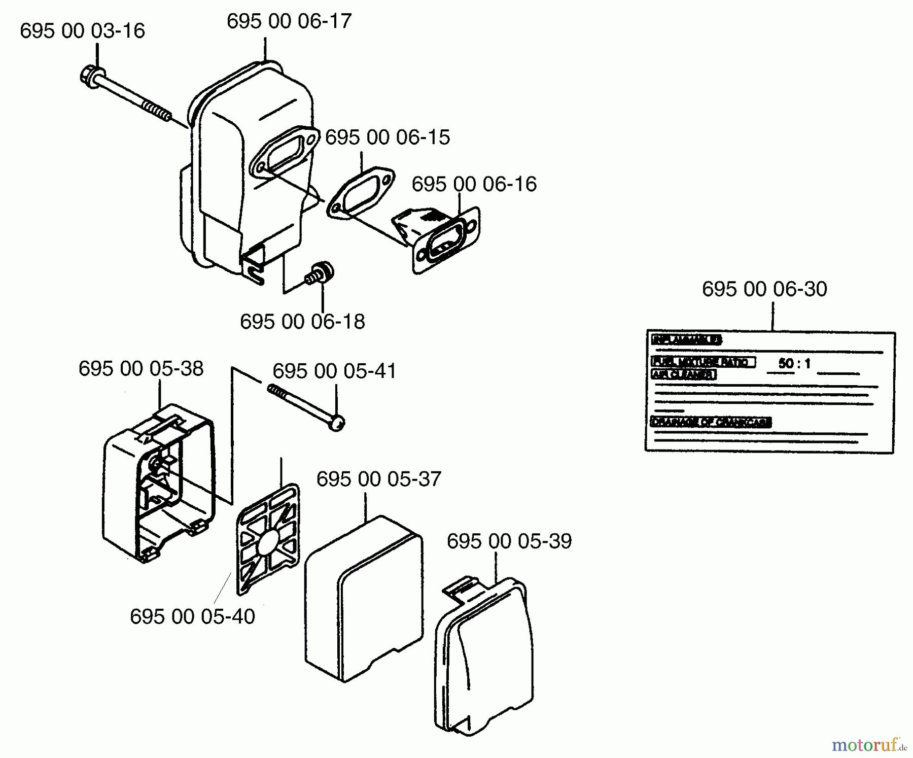  Husqvarna Bläser / Sauger / Häcksler / Mulchgeräte 155 BT - Husqvarna Backpack Blower (1998-10 & After) Muffler & Air Filter