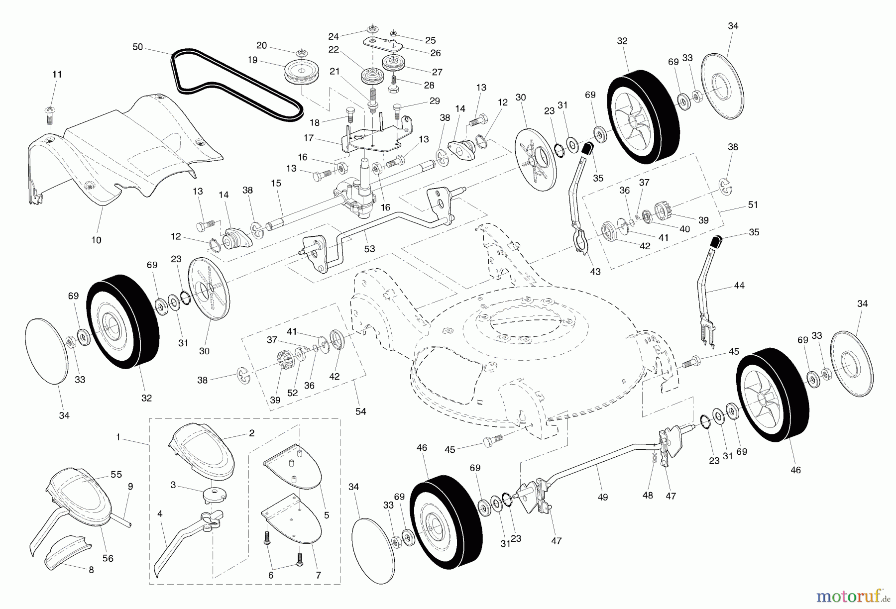  Husqvarna Rasenmäher 55B21 HVC (954223227) - Husqvarna Walk-Behind Mower (2004-03 & After) Repair Parts (B)