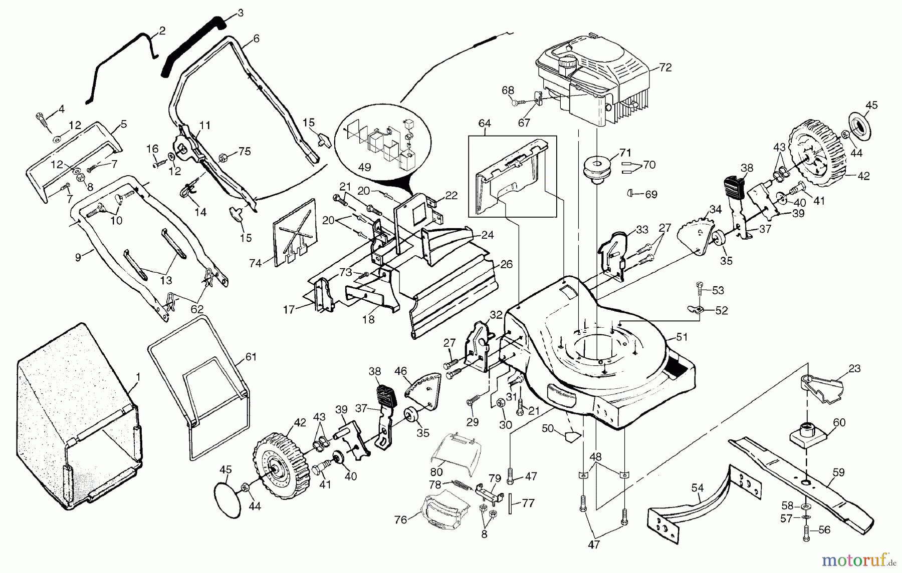  Husqvarna Rasenmäher 56 SFE (954076401A) - Husqvarna Walk-Behind Mower (1995-09 & After) General Assembly