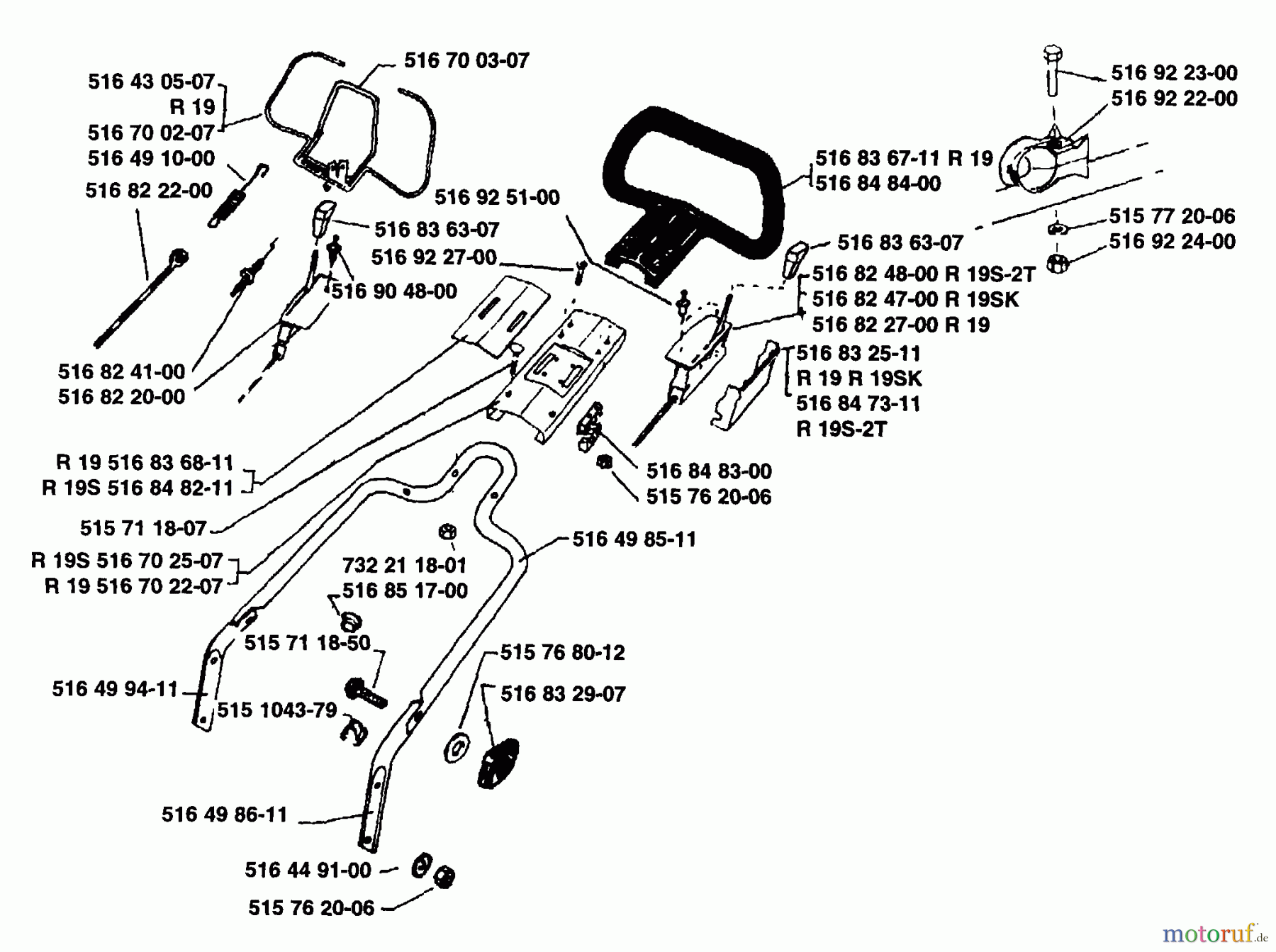  Husqvarna Rasenmäher Royal 19 S - Husqvarna Walk-Behind Mower (1989-01 & After) Handle Assembly