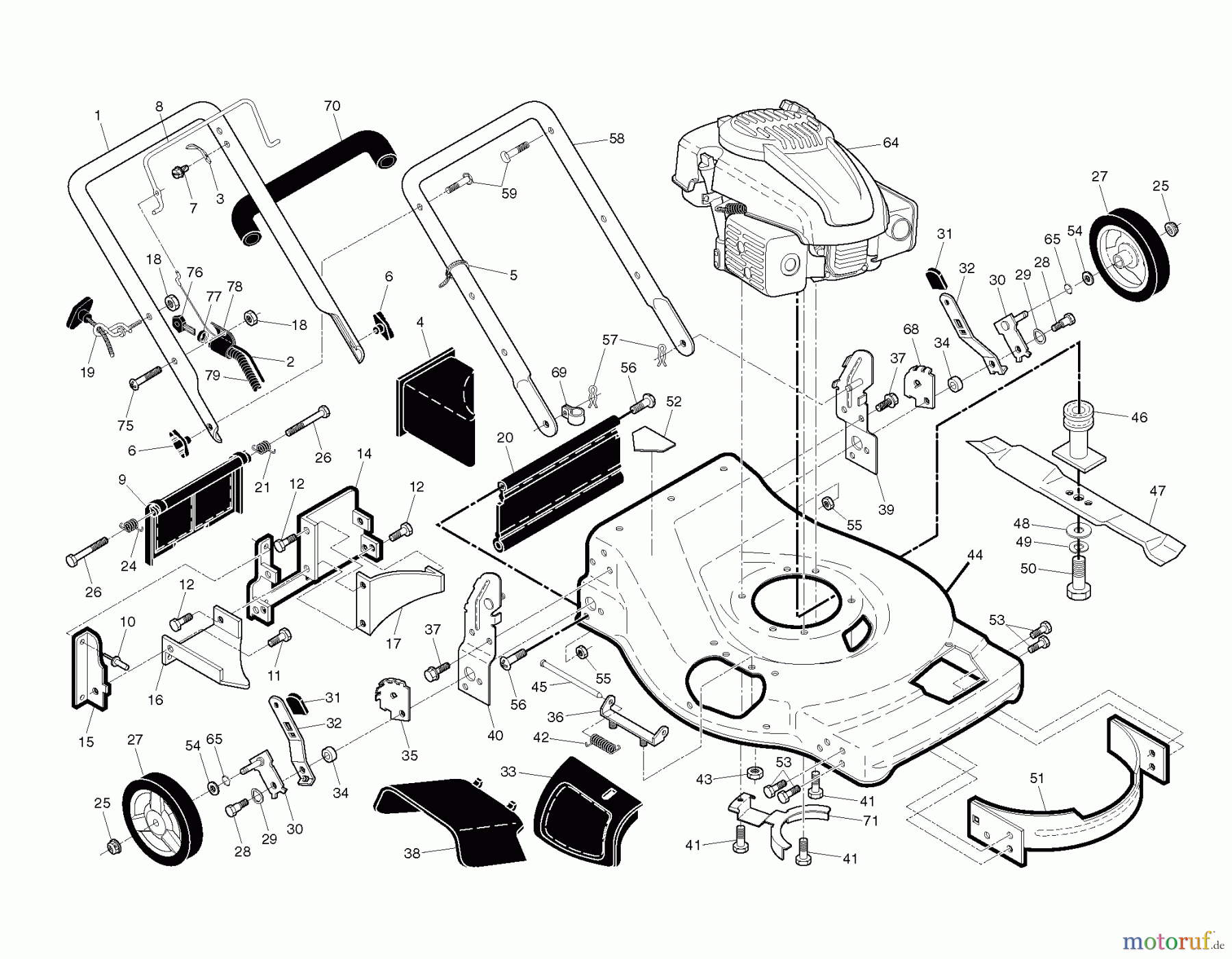  Husqvarna Rasenmäher XT722 FE (96143008002) - Husqvarna Walk-Behind Mower (2012-05) FRAME ENGINE