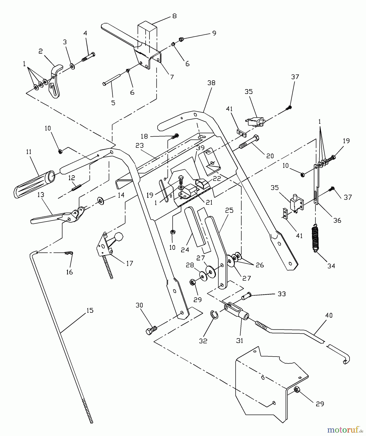  Husqvarna Rasenmäher für Großflächen W 3212A (968999101) - Husqvarna Wide-Area Walk-Behind Mower (2001-02 & After) Upper Handle