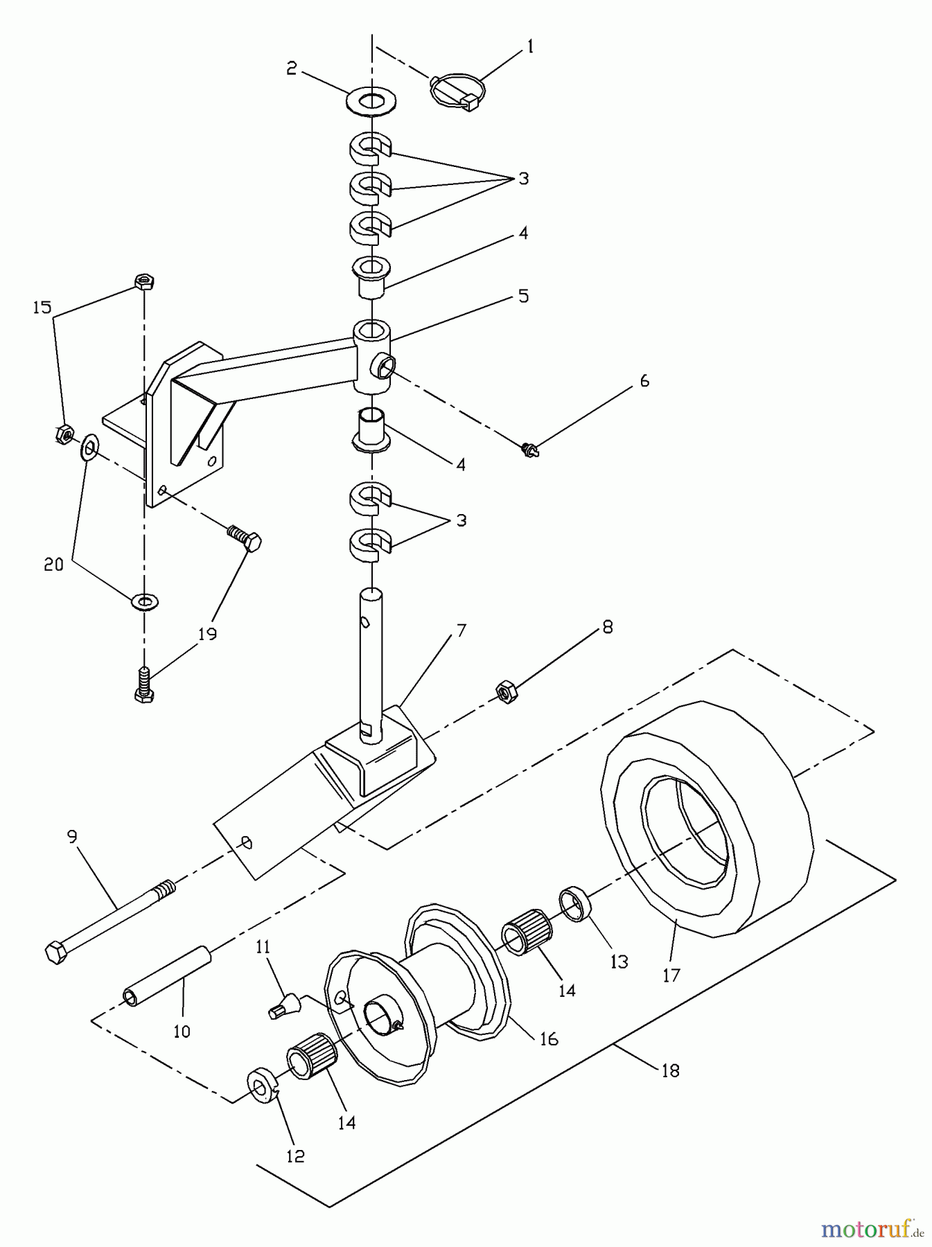  Husqvarna Rasenmäher für Großflächen WH 3615A (968999111) - Husqvarna Wide-Area Walk-Behind Mower (2001-02 & After) Front Caster