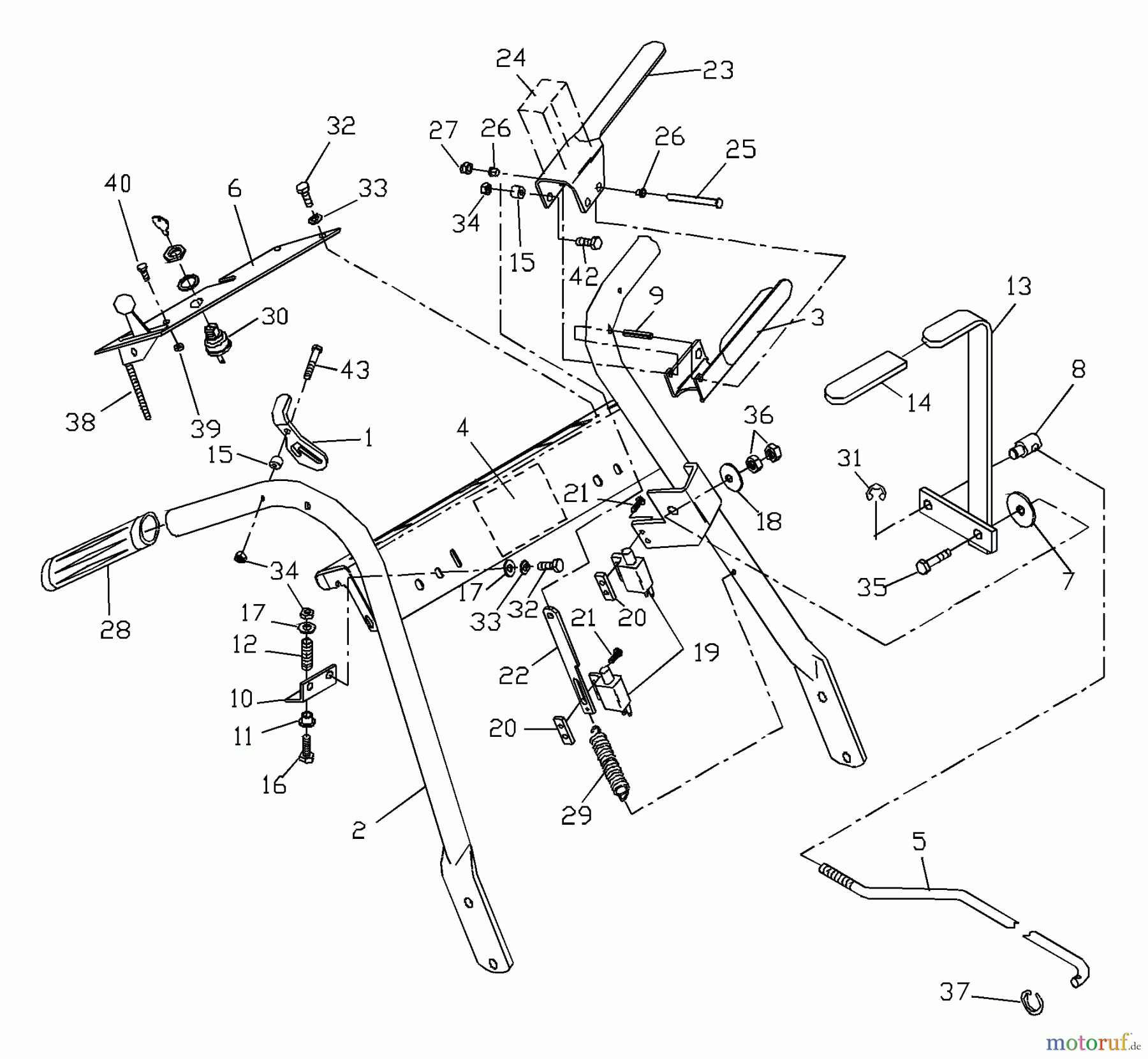  Husqvarna Rasenmäher für Großflächen WH 3615A (968999111) - Husqvarna Wide-Area Walk-Behind Mower (2001-02 & After) Handle Assembly