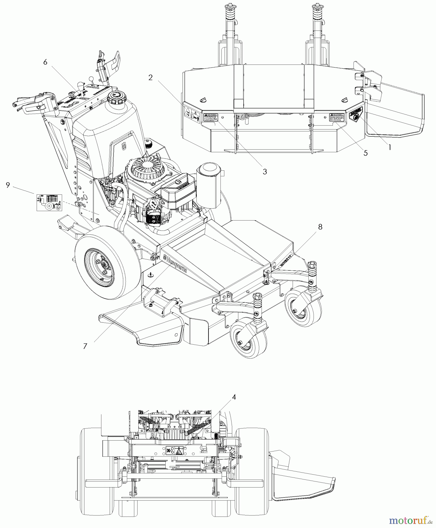  Husqvarna Rasenmäher für Großflächen WH 3615 (966947001) - Husqvarna Wide-Area Walk-Behind Mower (2008-09 to 2008-09) Decals