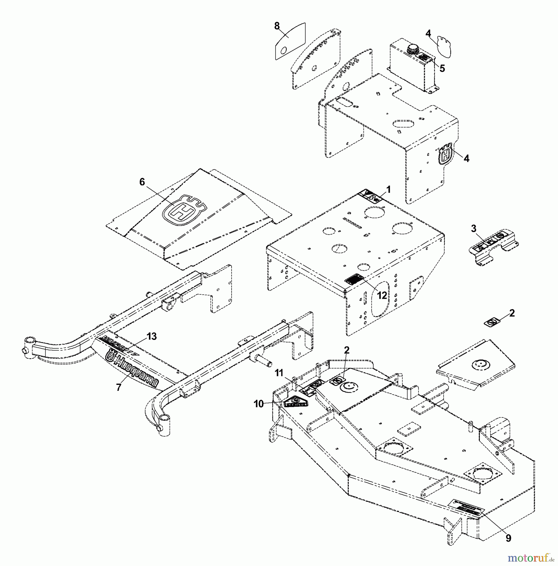  Husqvarna Rasenmäher für Großflächen WH 4817EFQ (968999252) - Husqvarna Wide-Area Walk-Behind Mower (2005-08 to 2006-11) Decals