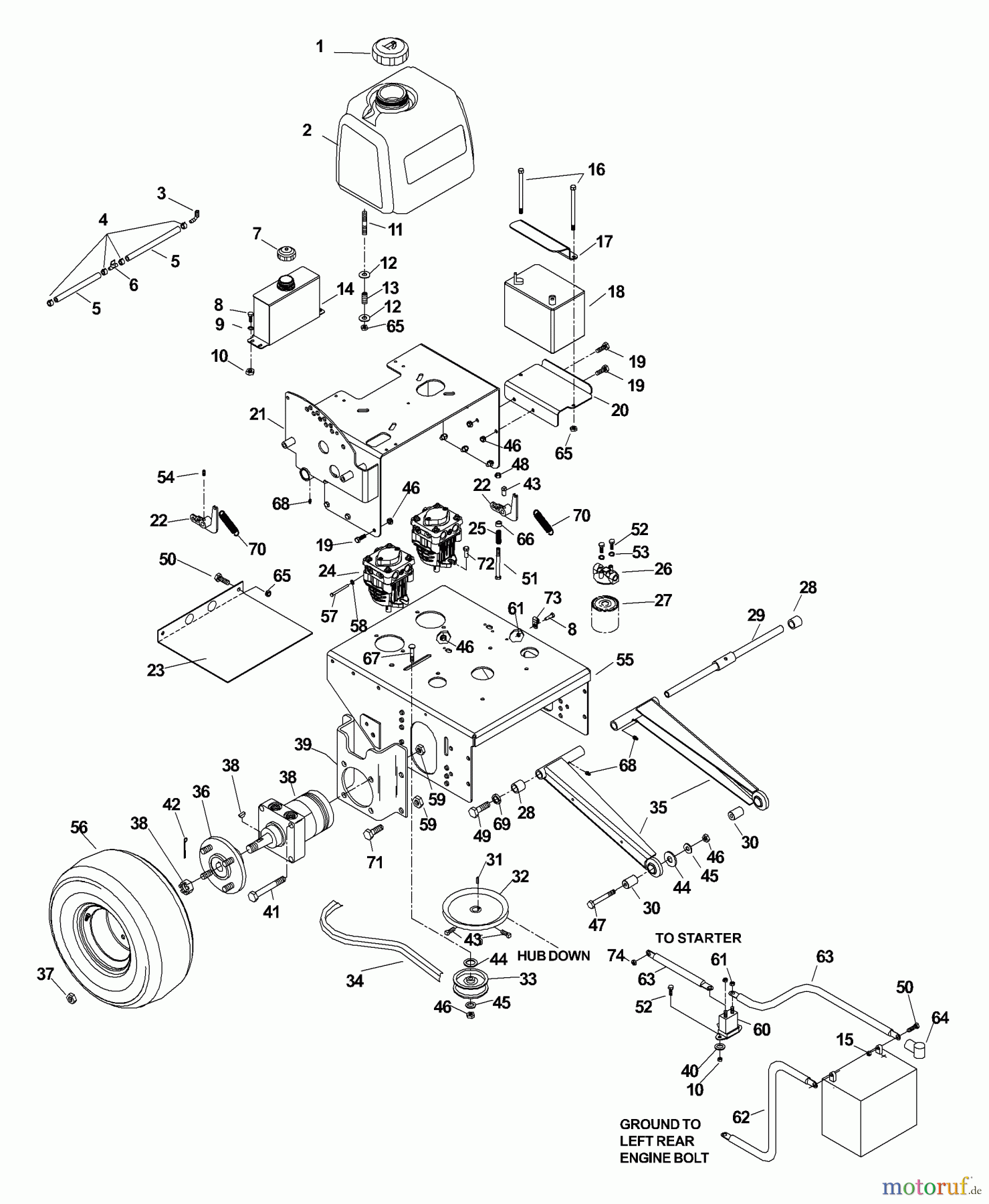  Husqvarna Rasenmäher für Großflächen WH 4817EFQ (968999252) - Husqvarna Wide-Area Walk-Behind Mower (2005-08 to 2006-11) Power Unit