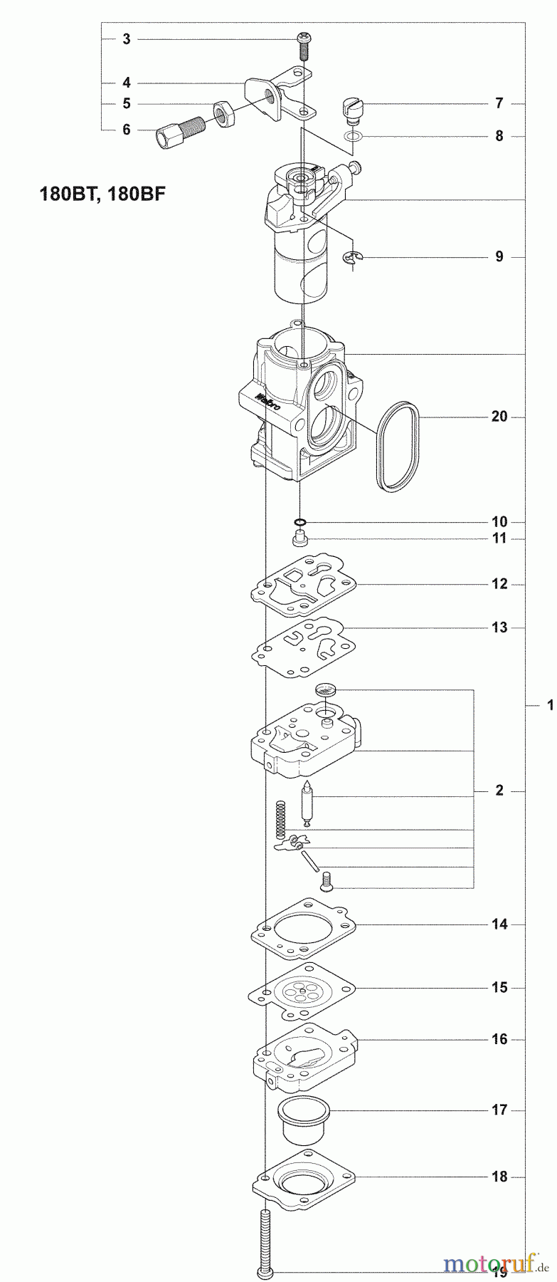  Husqvarna Bläser / Sauger / Häcksler / Mulchgeräte 180 BT - Husqvarna Backpack Blower (2008-10 & After) Carb Parts