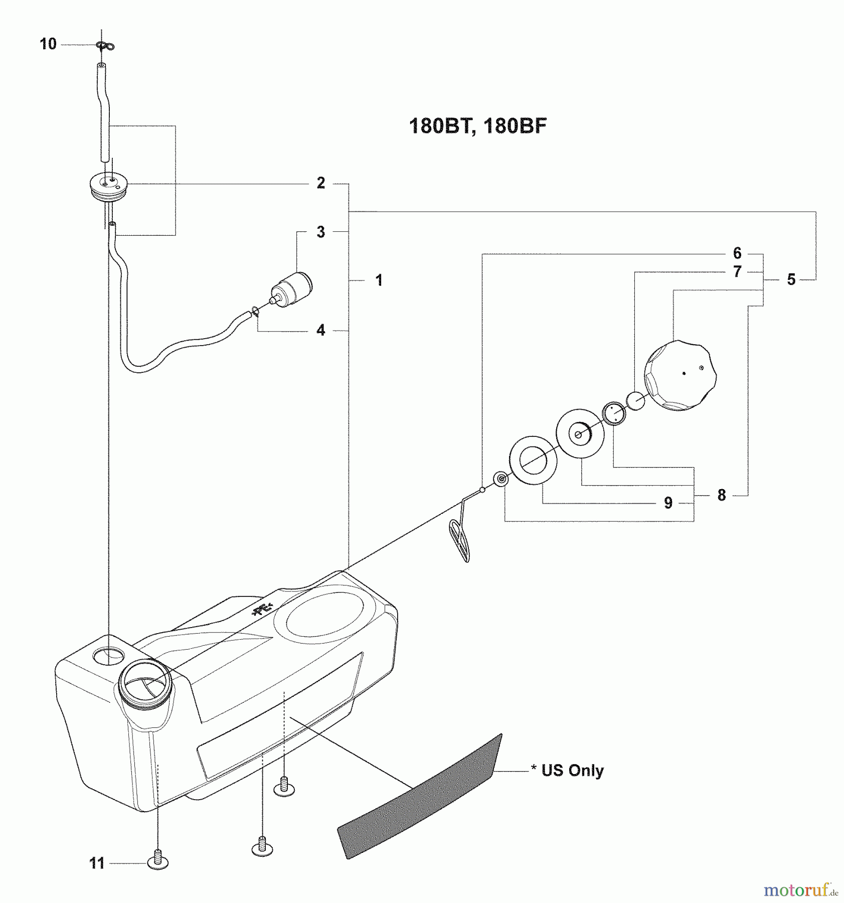  Husqvarna Bläser / Sauger / Häcksler / Mulchgeräte 180 BT - Husqvarna Backpack Blower (2008-10 & After) Fuel Tank