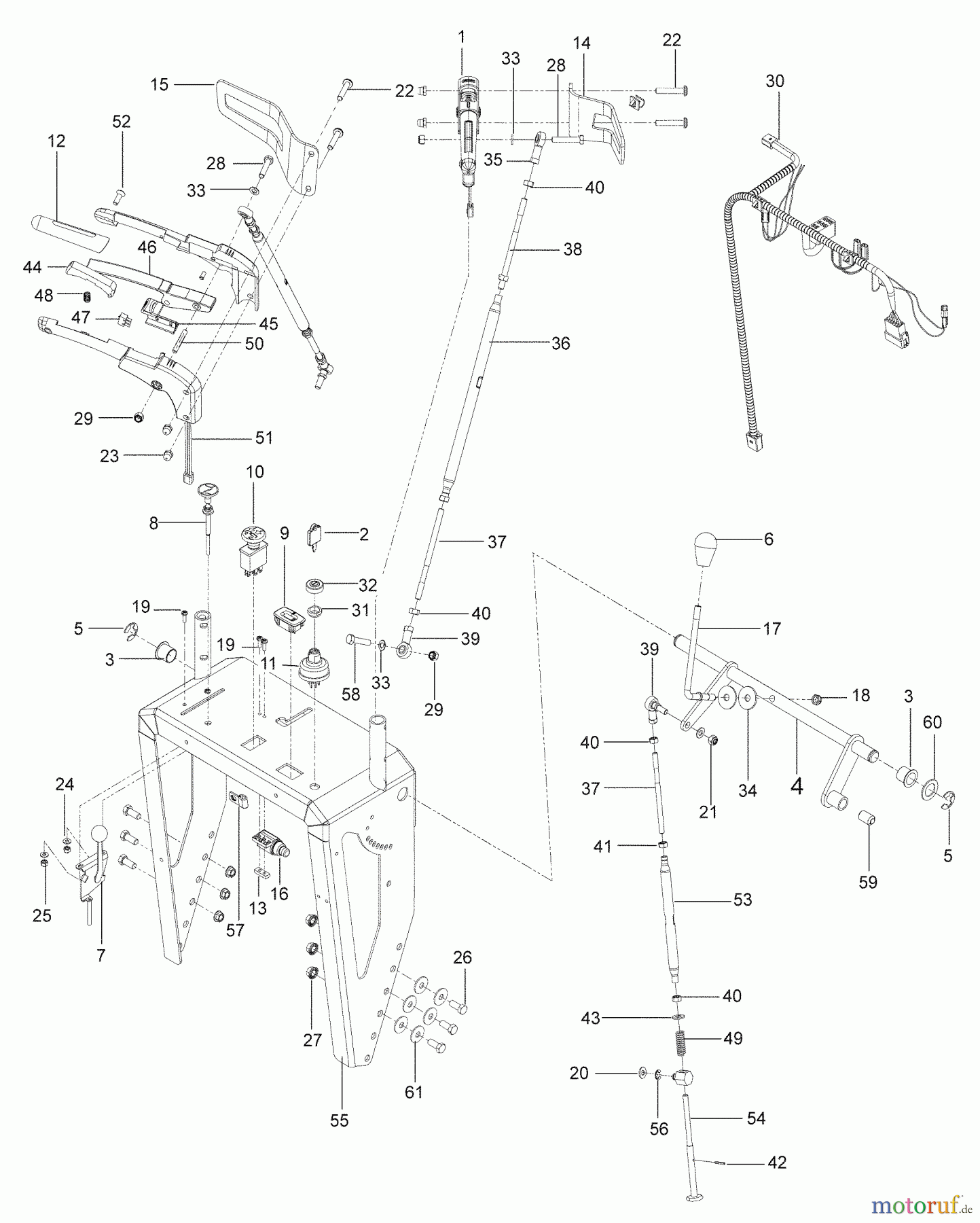  Husqvarna Rasenmäher für Großflächen WHF 6123 (966947007) - Husqvarna Wide-Area Walk-Behind Mower (2009-09 & After) Handle And Controls