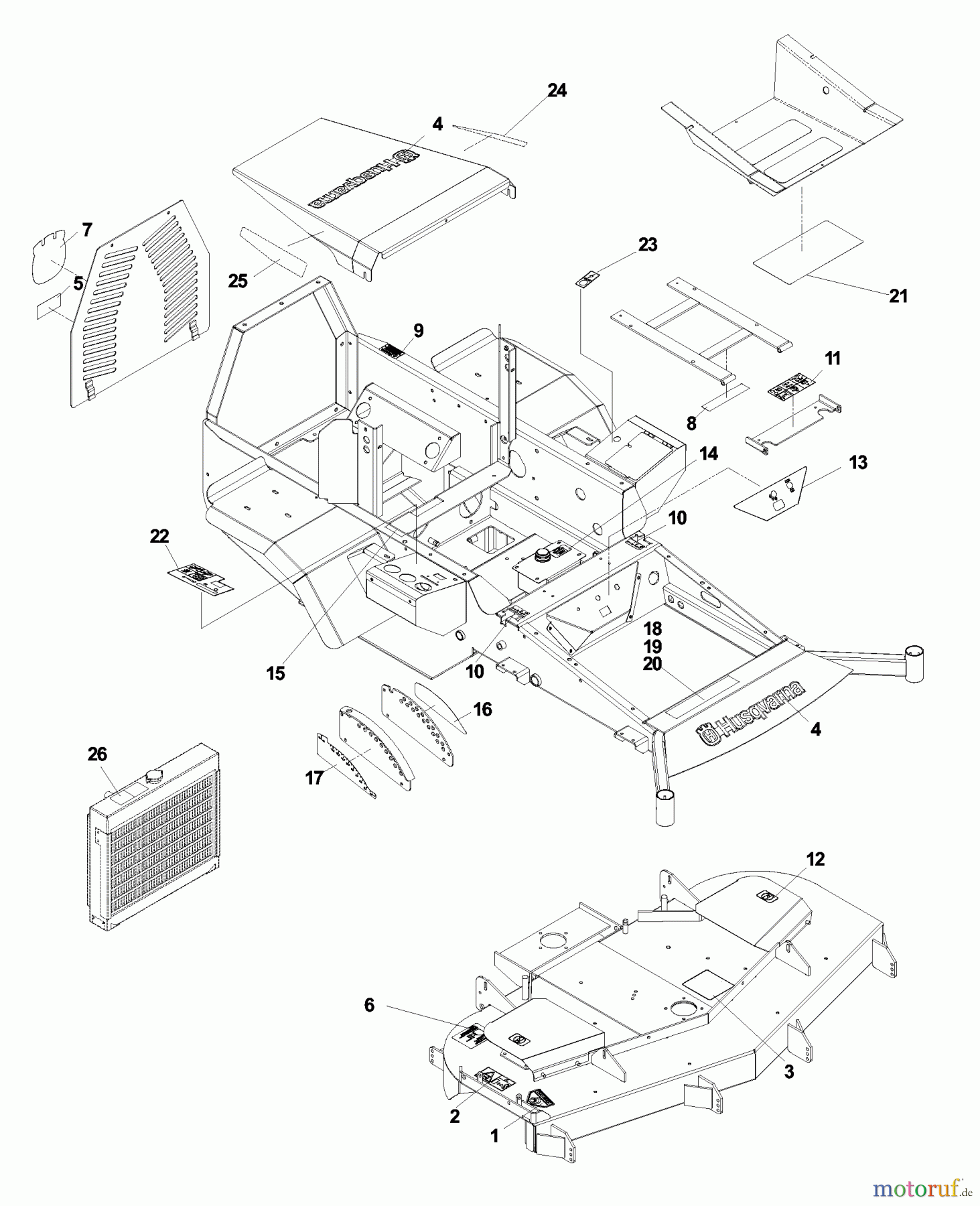  Husqvarna Nullwendekreismäher, Zero-Turn BZ 7234 D (968999216) - Husqvarna Zero-Turn Mower (2003-03 to 2004-10) Decals