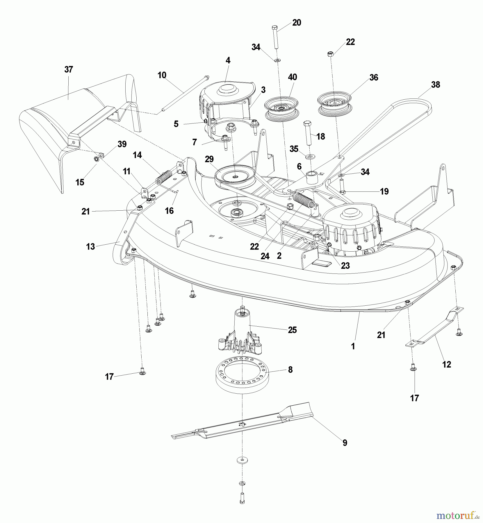  Husqvarna Nullwendekreismäher, Zero-Turn CZ 3815 (968999245) - Husqvarna Zero-Turn Mower (2006-08 & After) Deck Assembly 38