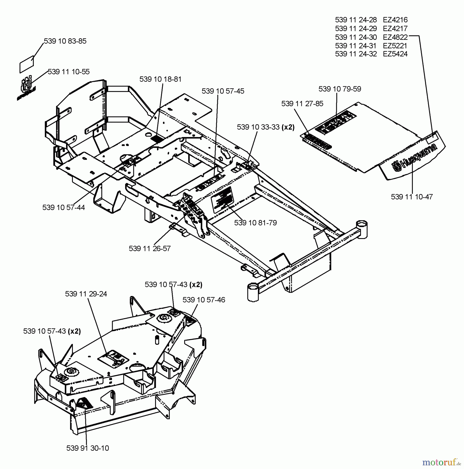  Husqvarna Nullwendekreismäher, Zero-Turn EZ 4216 HO (968999290) - Husqvarna Zero-Turn Mower (2006-02 & After) Decal Assembly