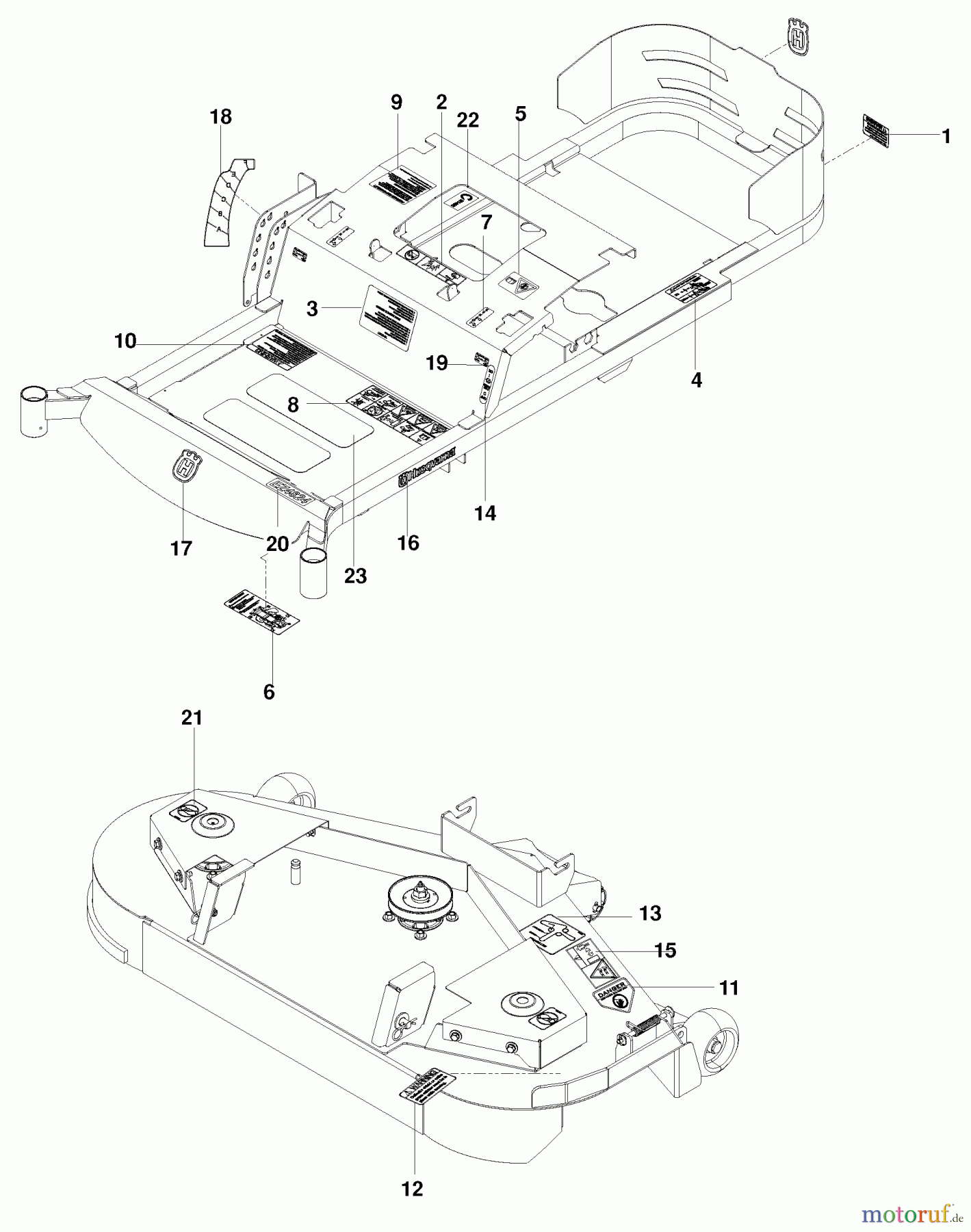  Husqvarna Nullwendekreismäher, Zero-Turn EZ 4824 BF (966582401) - Husqvarna Zero-Turn Mower (2010-03 & After) Decals