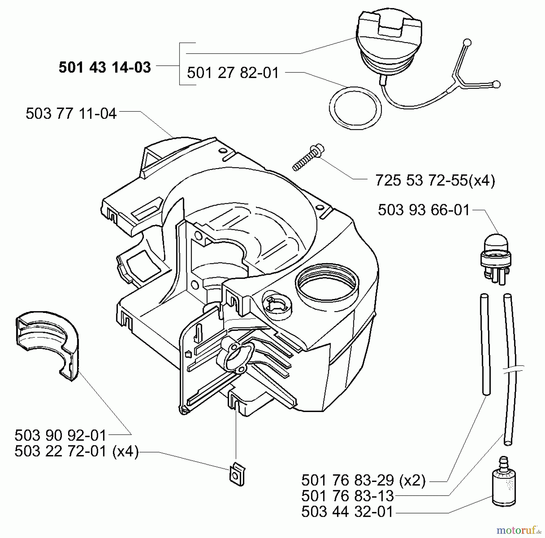  Husqvarna Bläser / Sauger / Häcksler / Mulchgeräte 225 HBV - Husqvarna Handheld Blower Vacuum (2000-01 & After) Fuel Tank