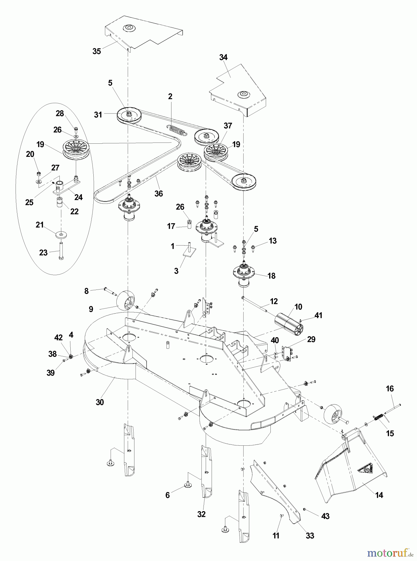  Husqvarna Nullwendekreismäher, Zero-Turn EZ 6124 (968999505) - Husqvarna KOA Zero-Turn Mower (2006-06 & After) Deck Assembly 61